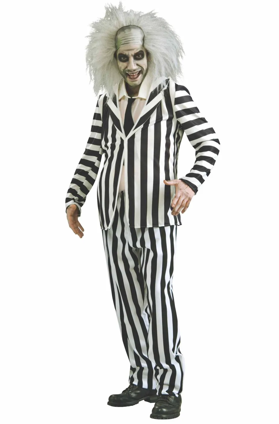Coppia di costumi Halloween adulto Beetlejuice uomo e donna