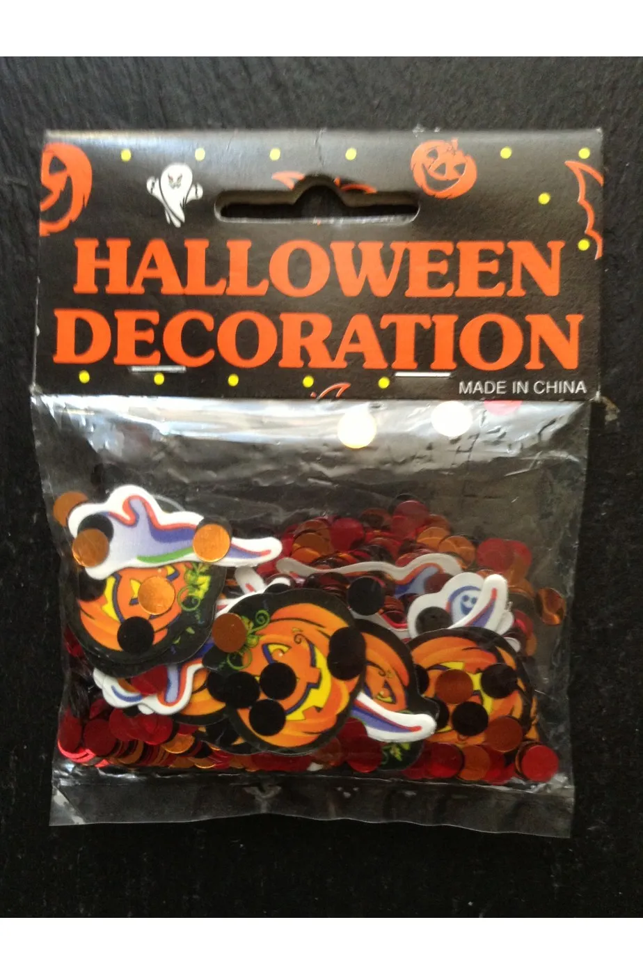 Coriandoli o confetti metallizzati arredo tavola o vetrina Halloween