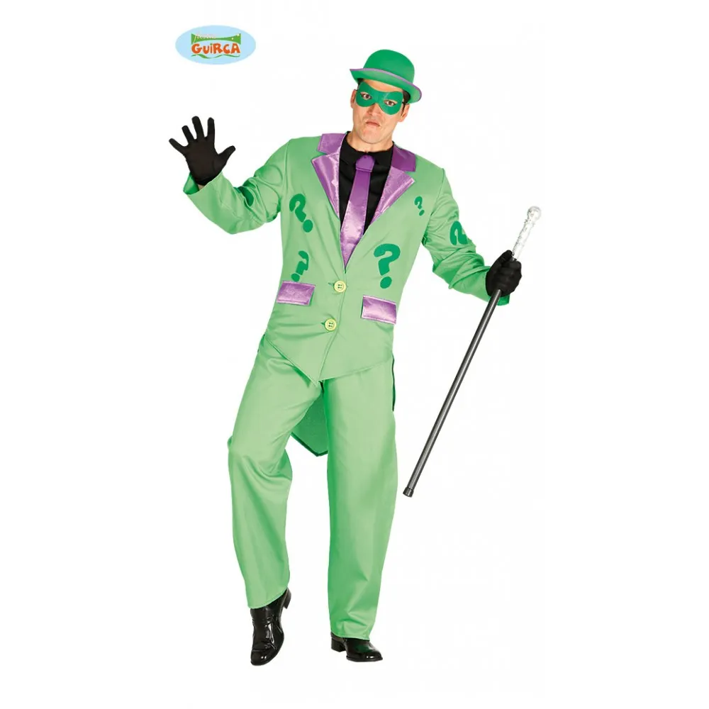 Costume Vestito Enigmista Comics Verde Halloween Carnevale Uomo