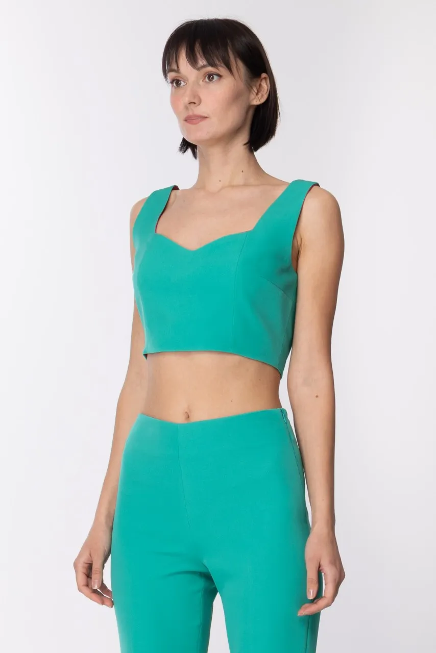 Crop top con scollo cuore Verde