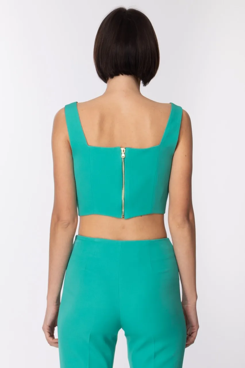 Crop top con scollo cuore Verde