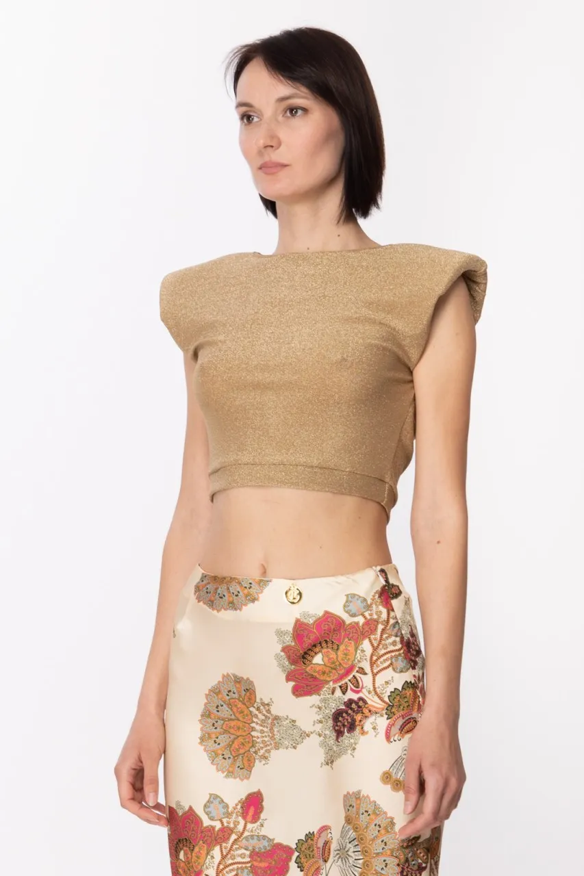 Crop top in jersey lurex Oro