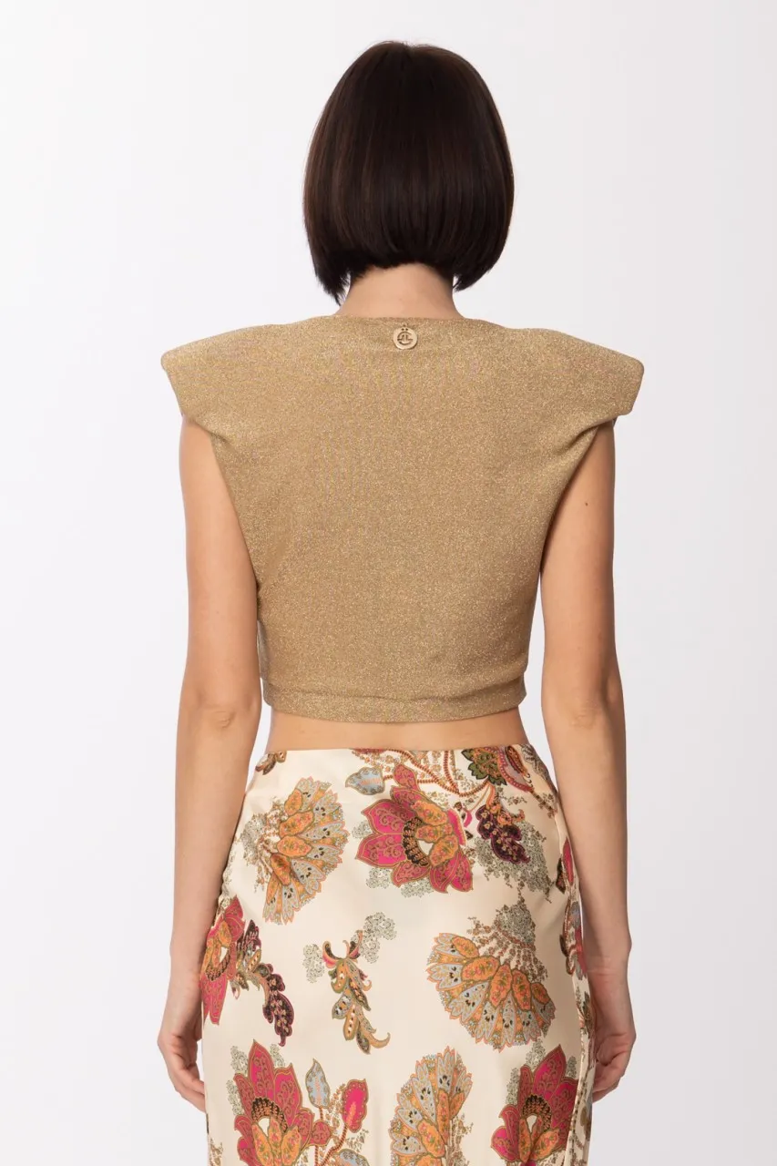 Crop top in jersey lurex Oro