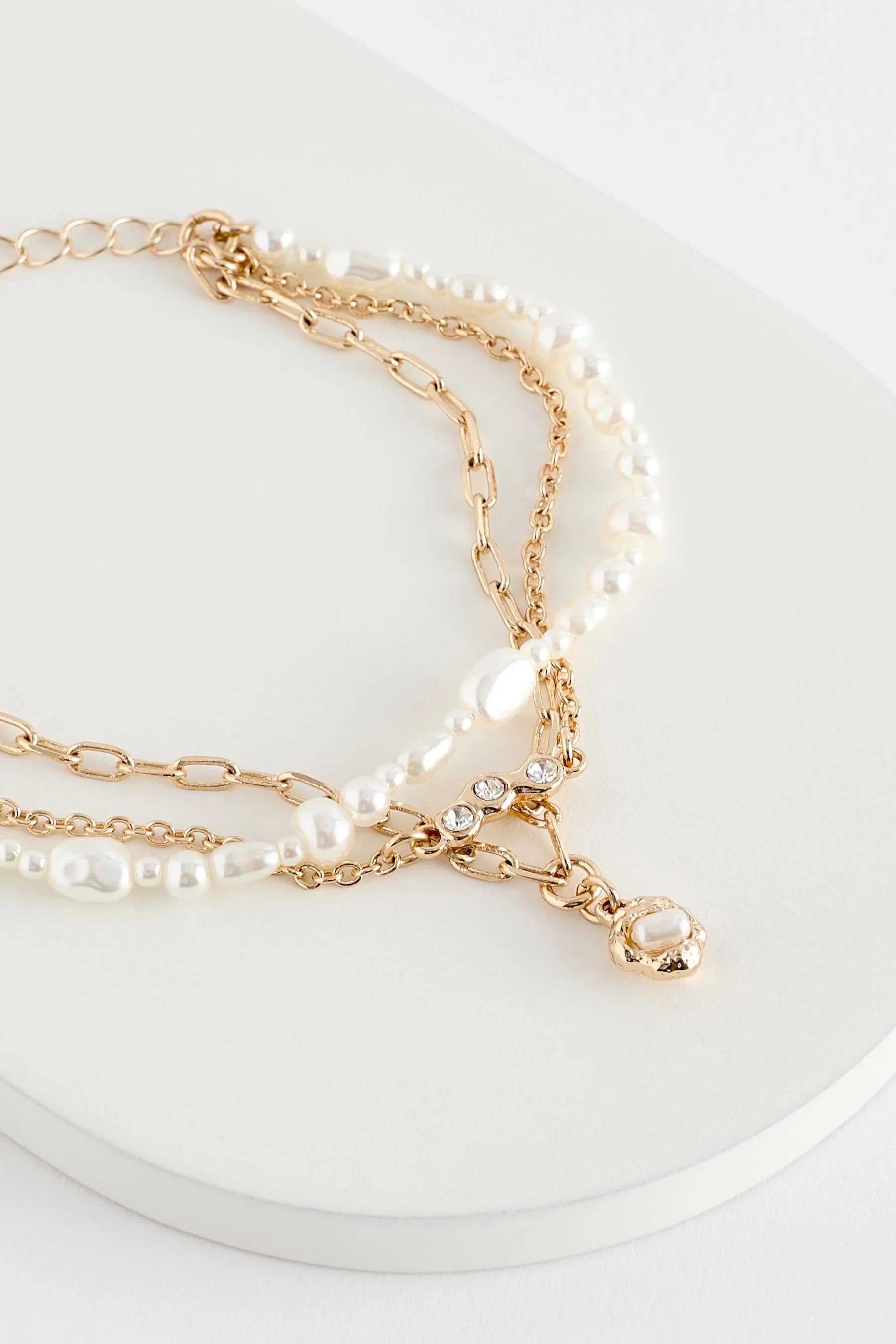 Dorato  - Confezione bracciale a catena in metallo riciclato con perle