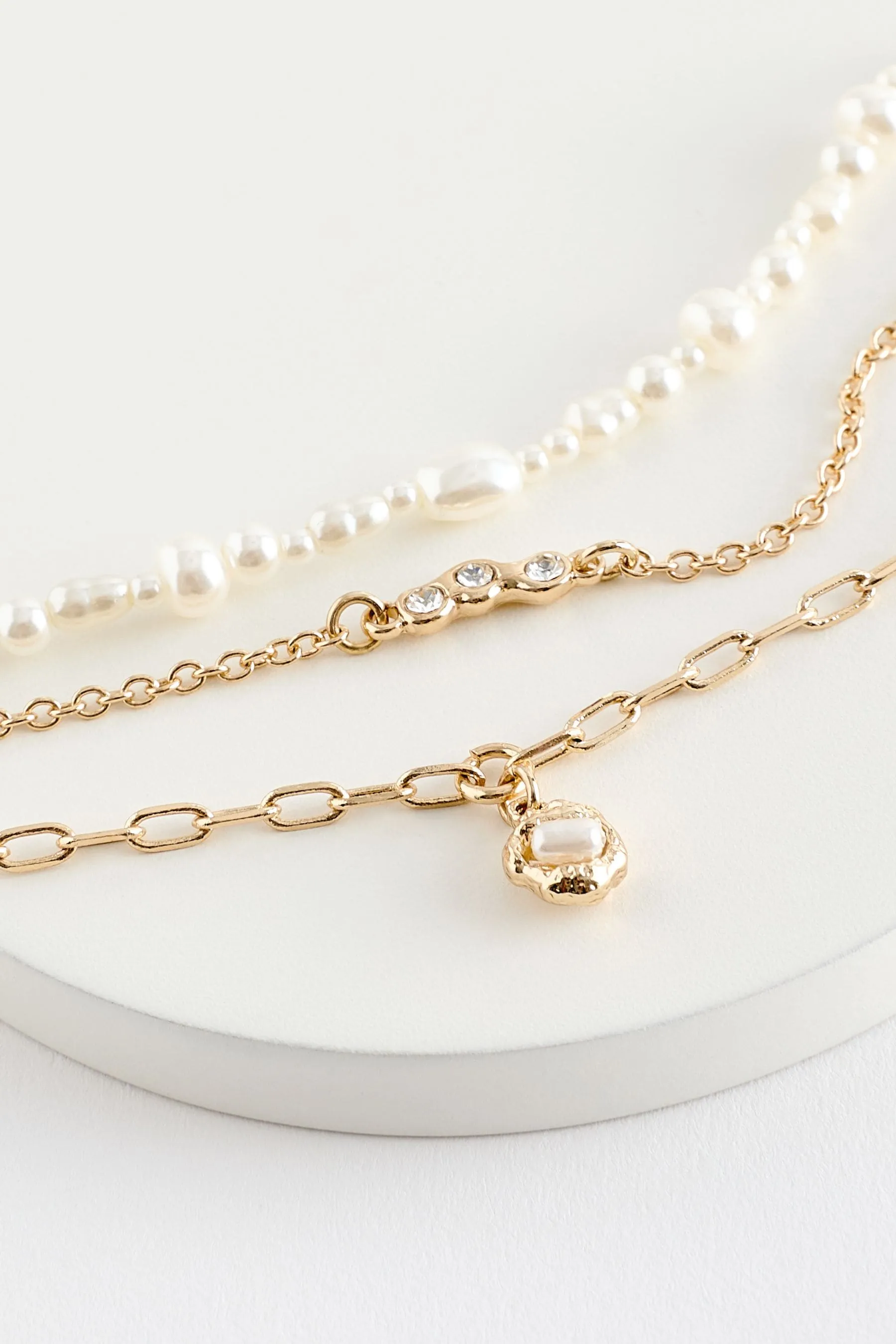Dorato  - Confezione bracciale a catena in metallo riciclato con perle
