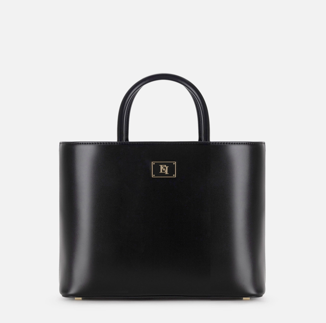 ELISABETTA FRANCHI Shopper media con placca smaltata