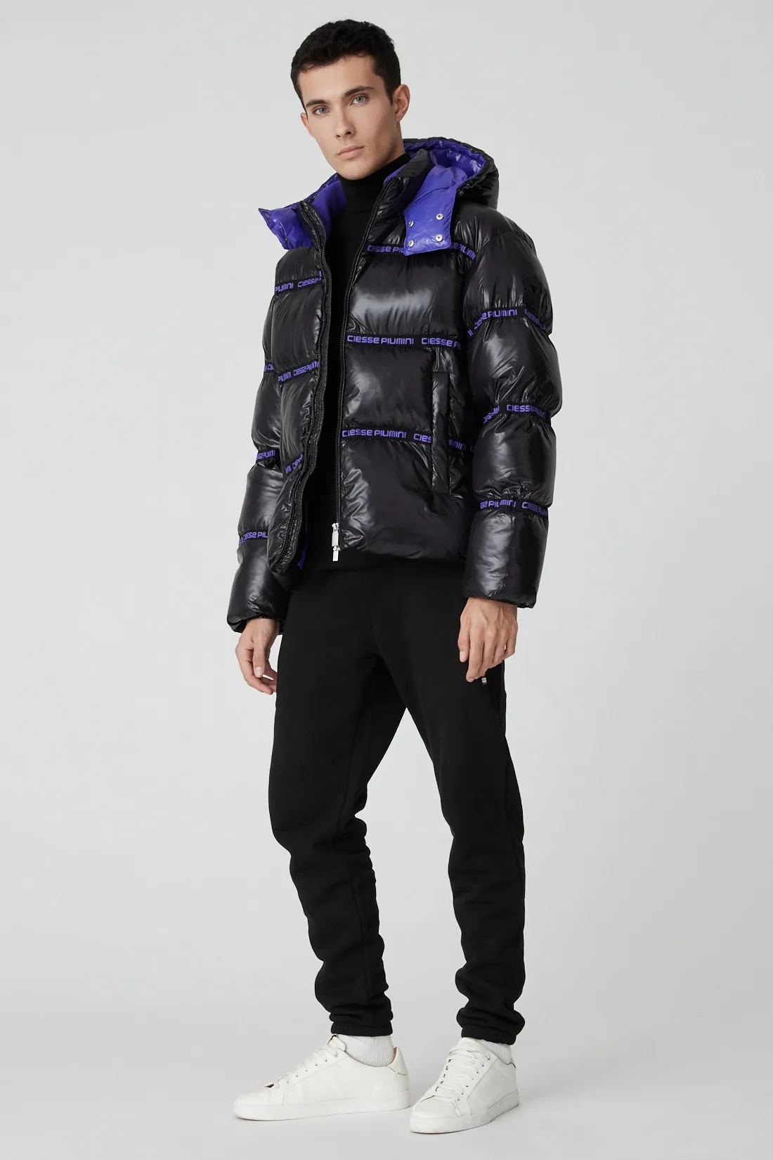 EVEREST – Black hoody puffy down jacket LAB00