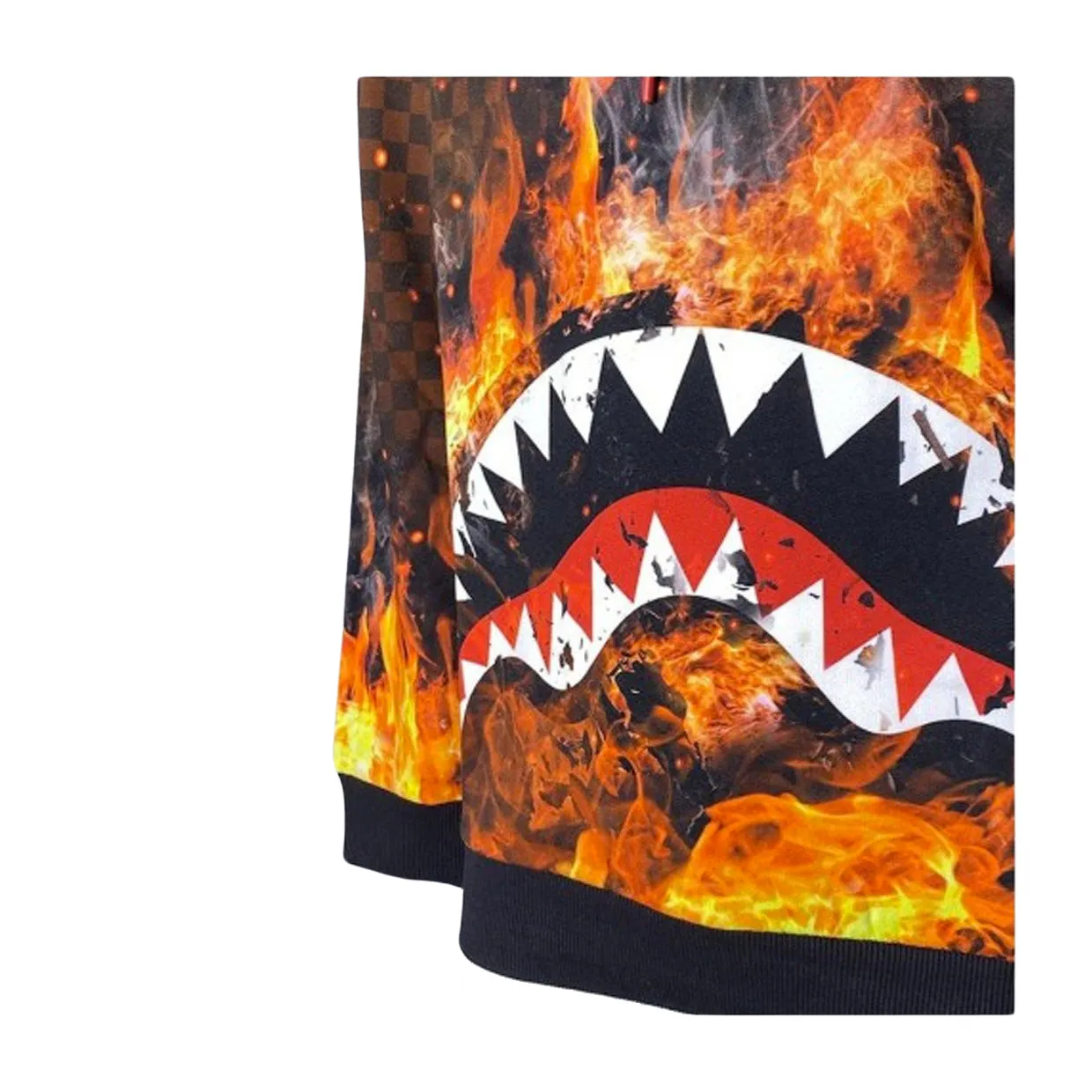Felpa Uomo Sprayground Shark On Fire Marrone Multicolor