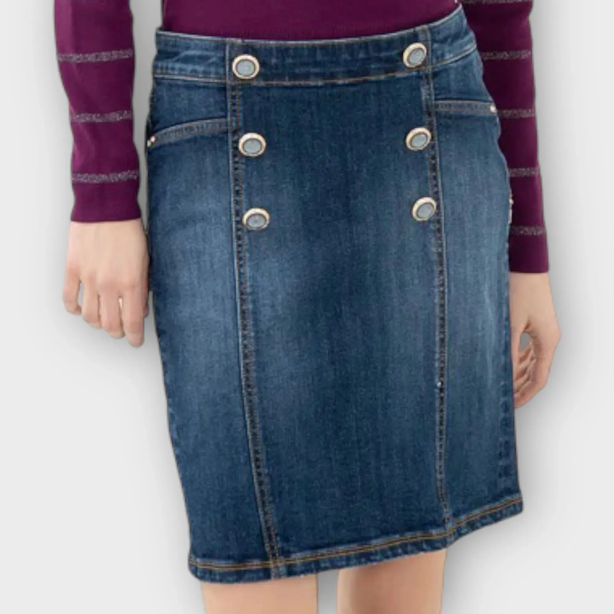 Fracomina – Gonna a tubino aderente mini in denim con lavaggio medio