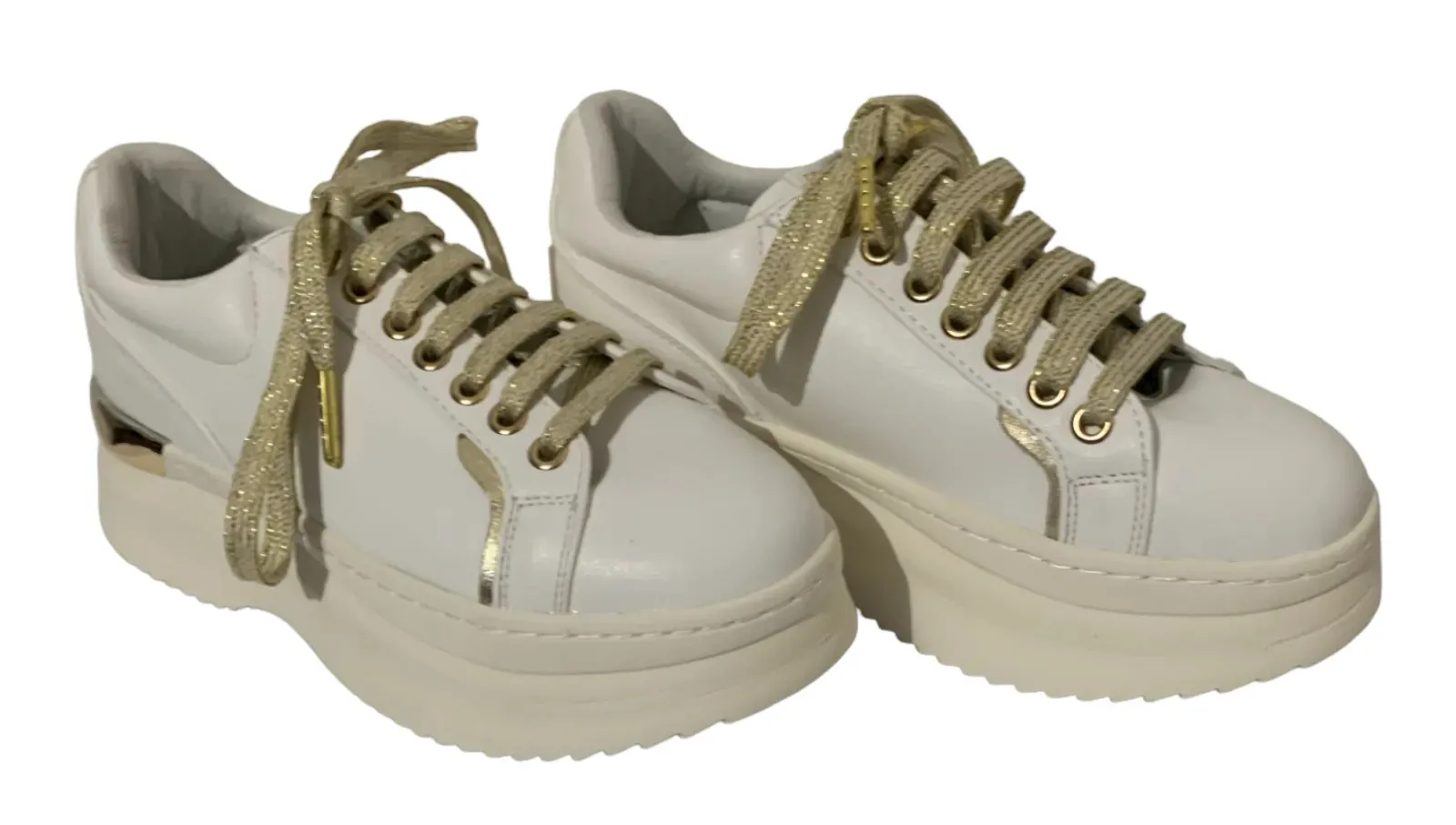 Fracomina – Sneakers bianche e oro