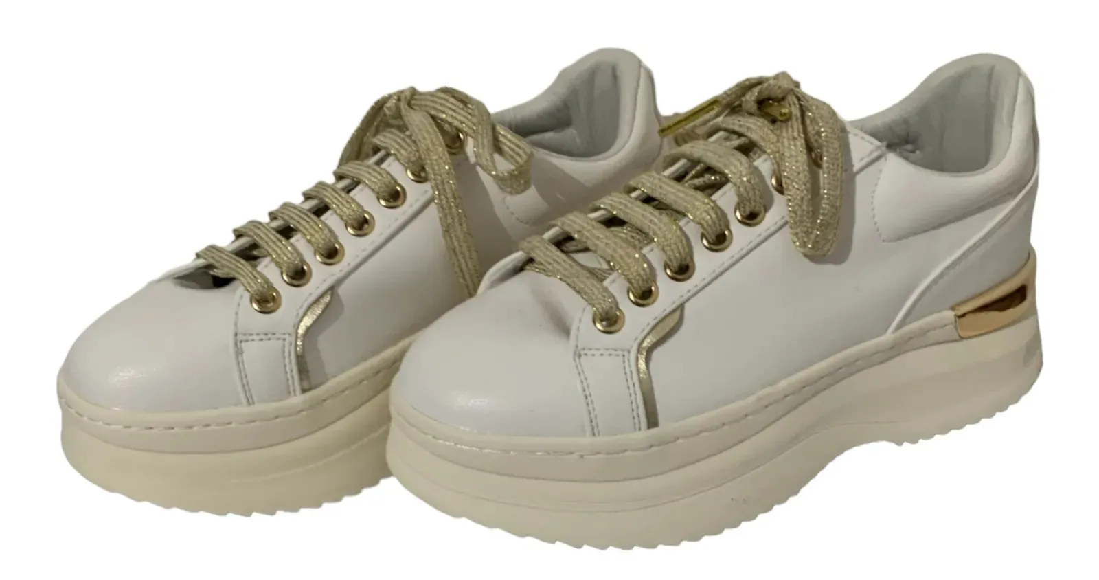 Fracomina – Sneakers bianche e oro