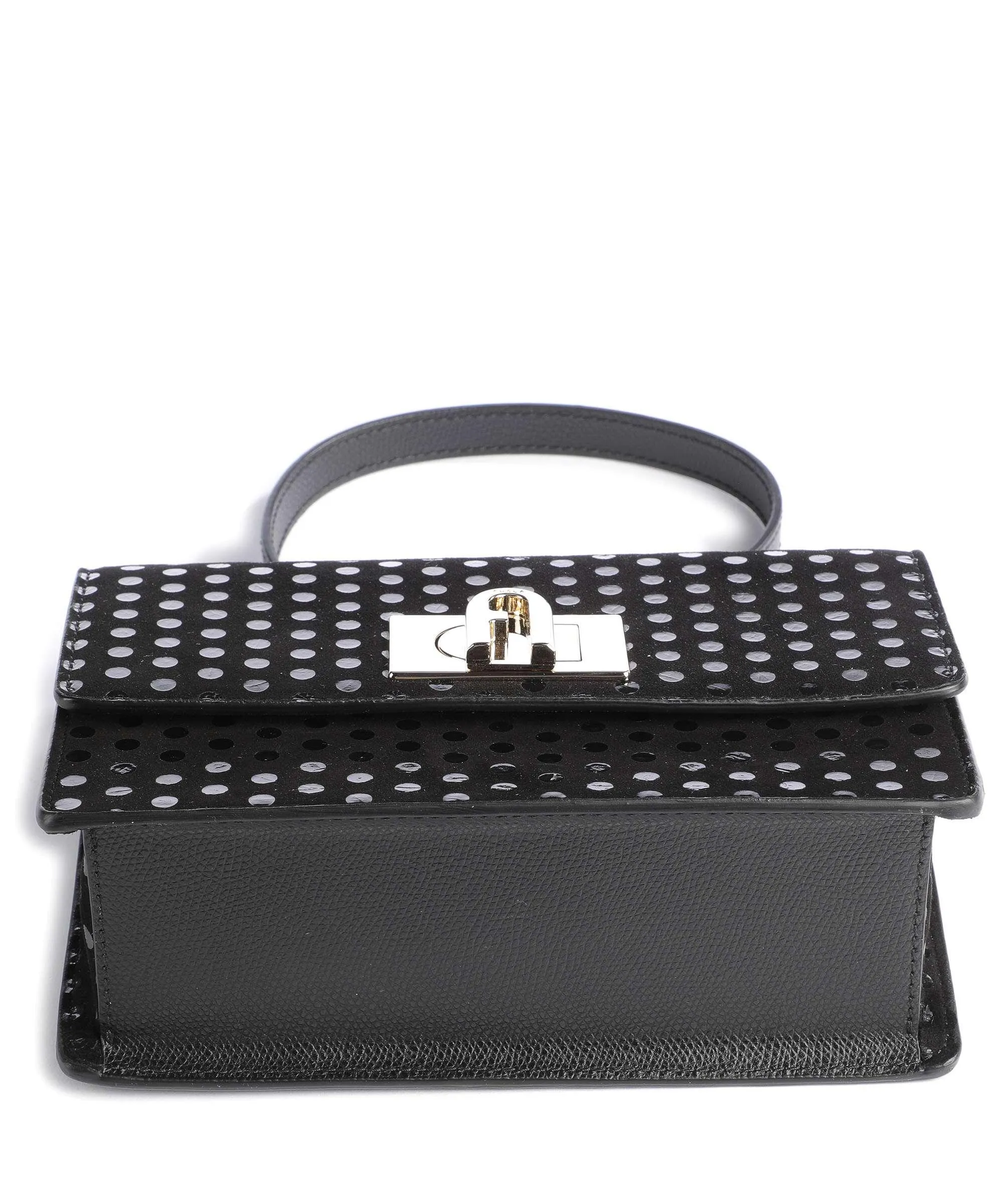  Furla 1927 Mini Borsa a spalla pelle scamosciata, pelle granulata nero  