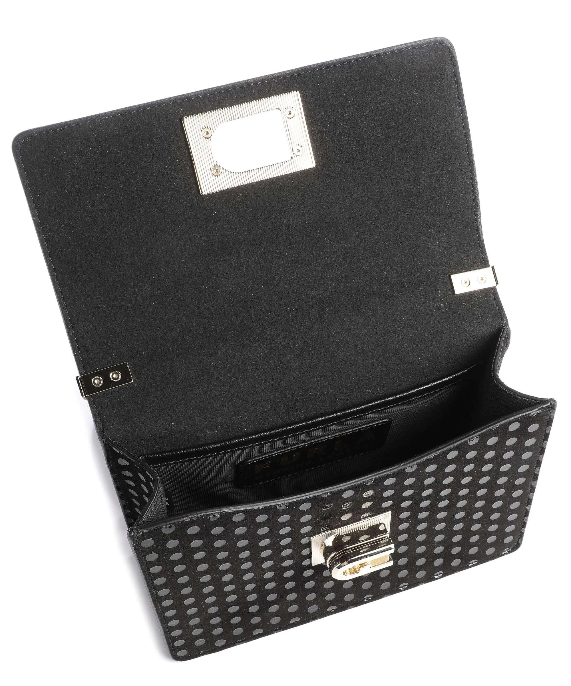  Furla 1927 Mini Borsa a spalla pelle scamosciata, pelle granulata nero  