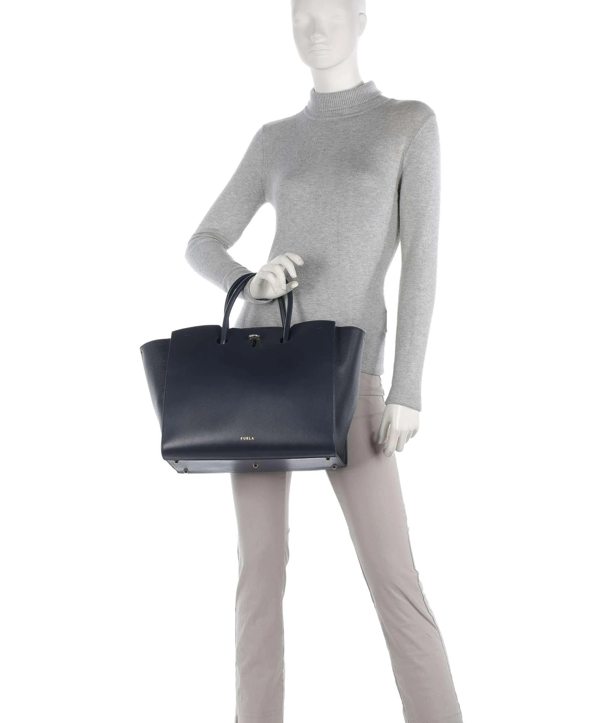  Furla Genesi L Borsa a mano pelle di vitello finemente grana navy  