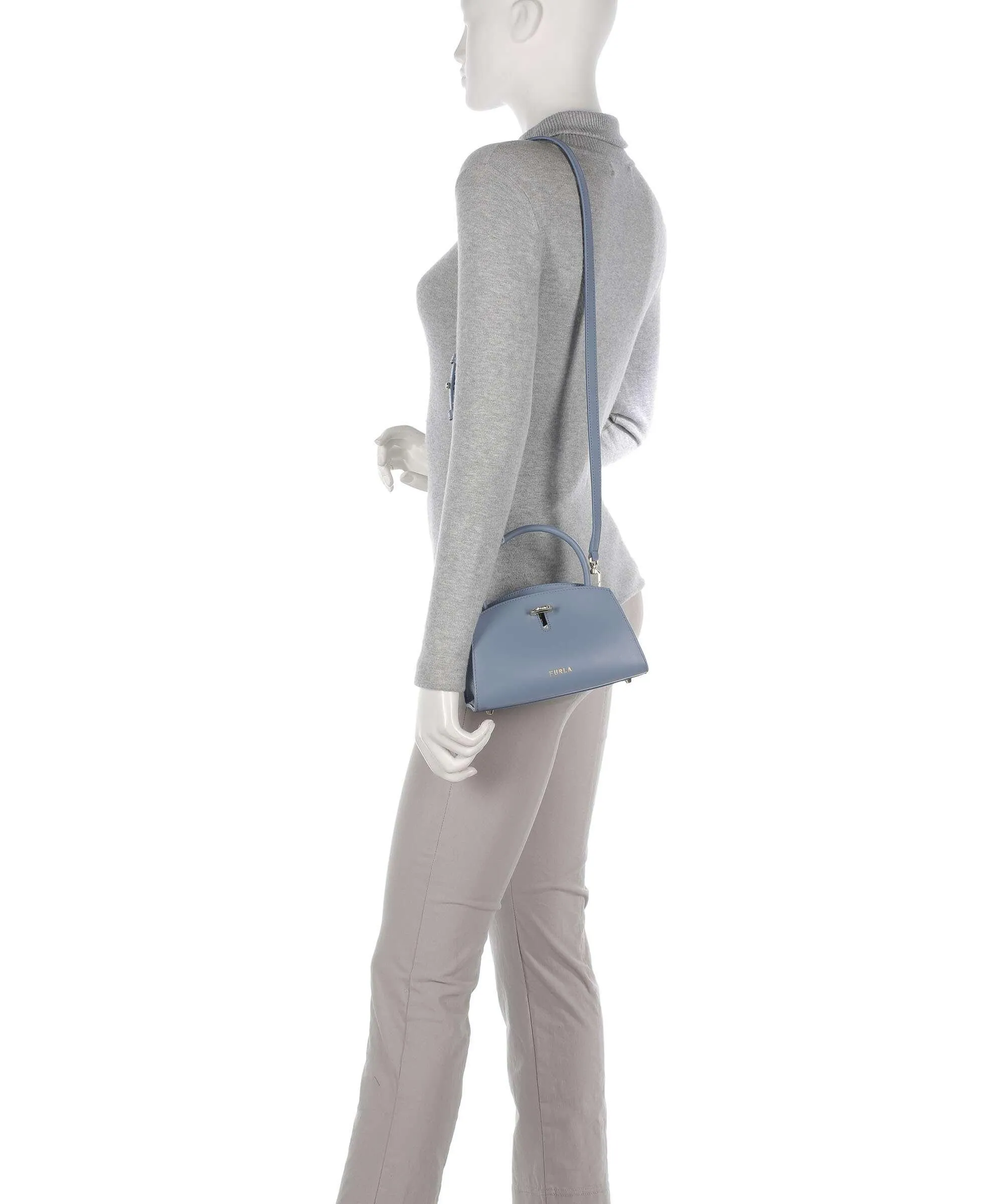  Furla Genesi Mini Borsa a mano pelle blu-grigio  