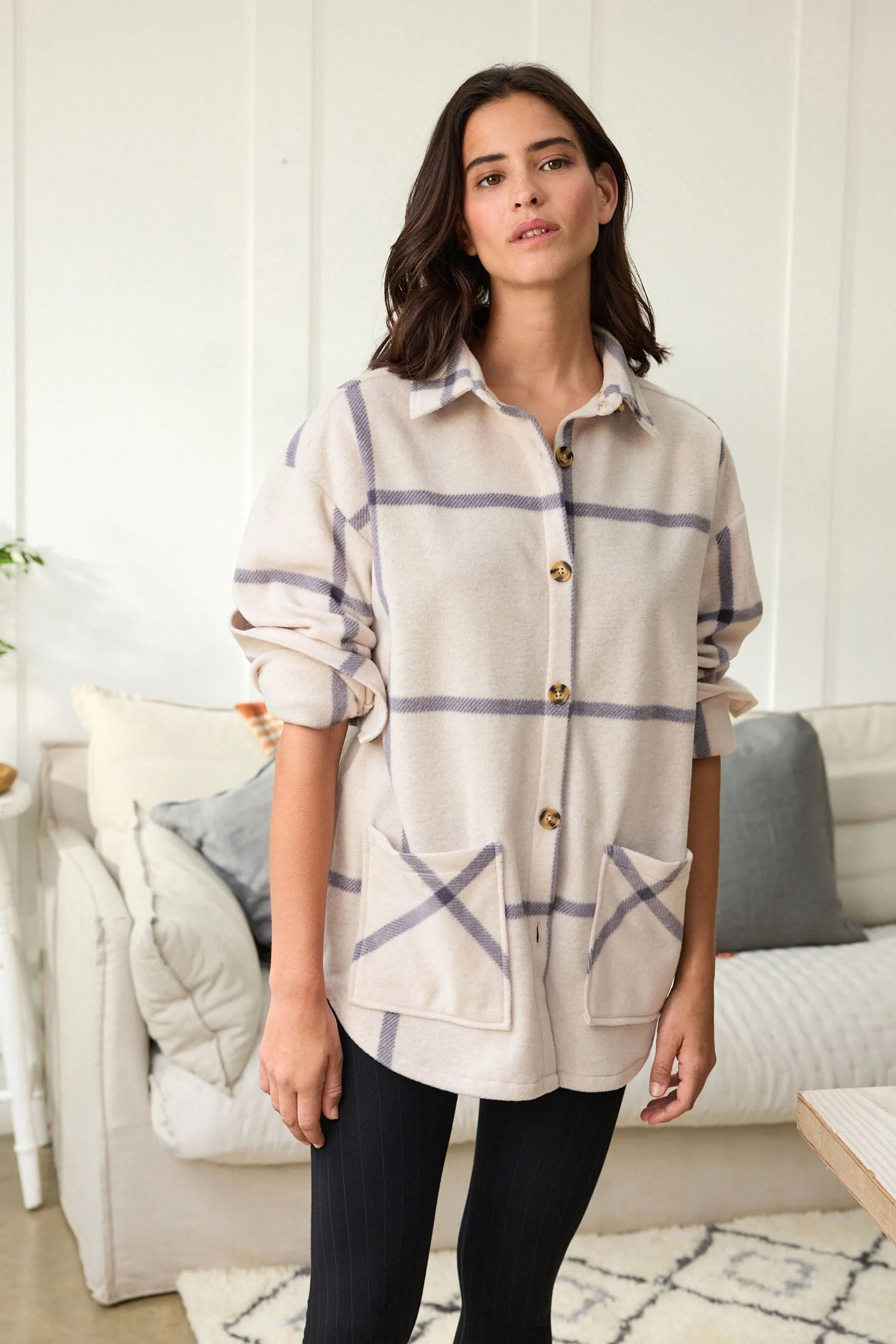 Giacca stile camicia in pile