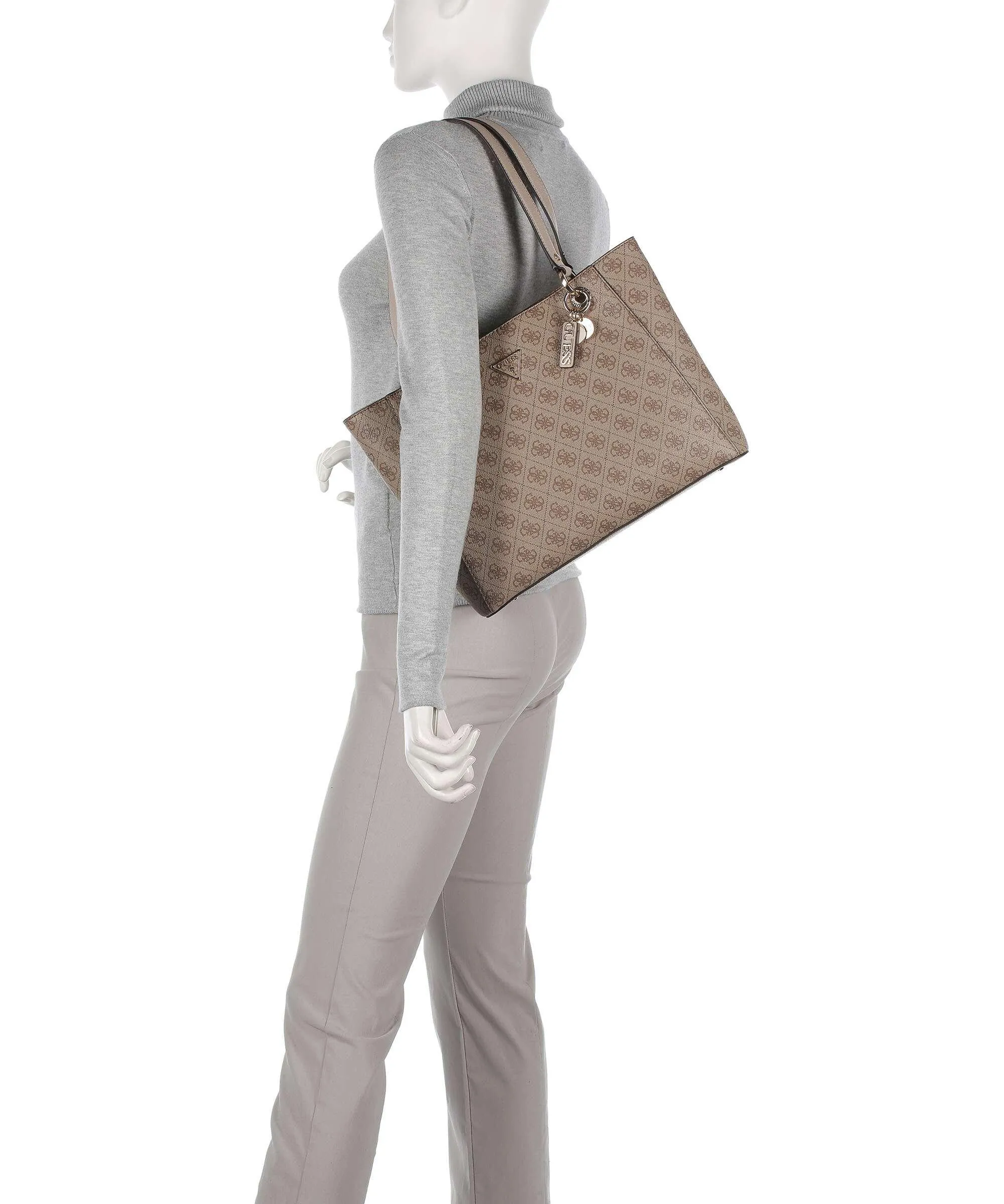  Guess Noelle Borsa shopper pelle sintetica marrone chiaro  