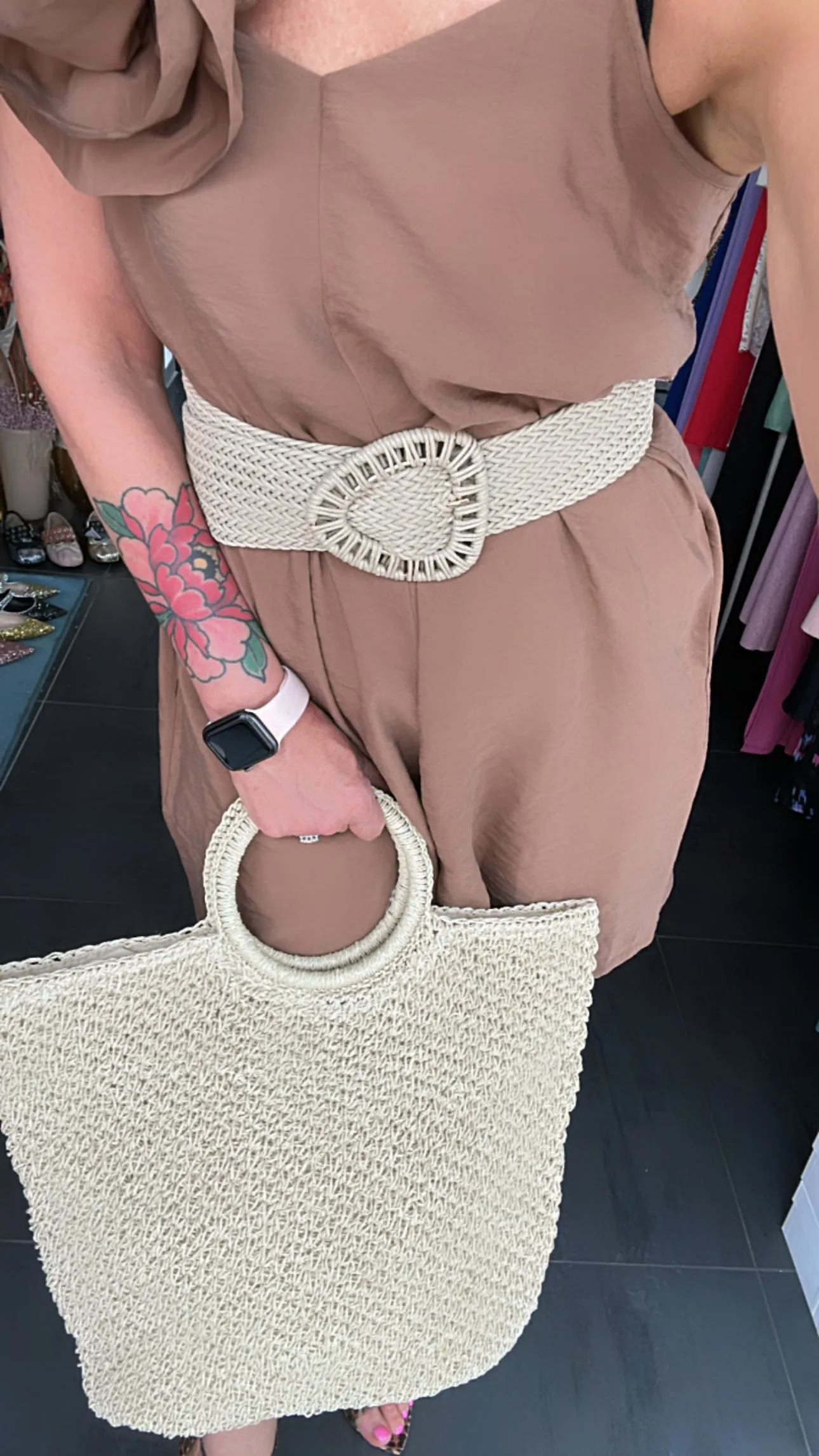 I LOVE BAG - Cintura in rafia e corda panna