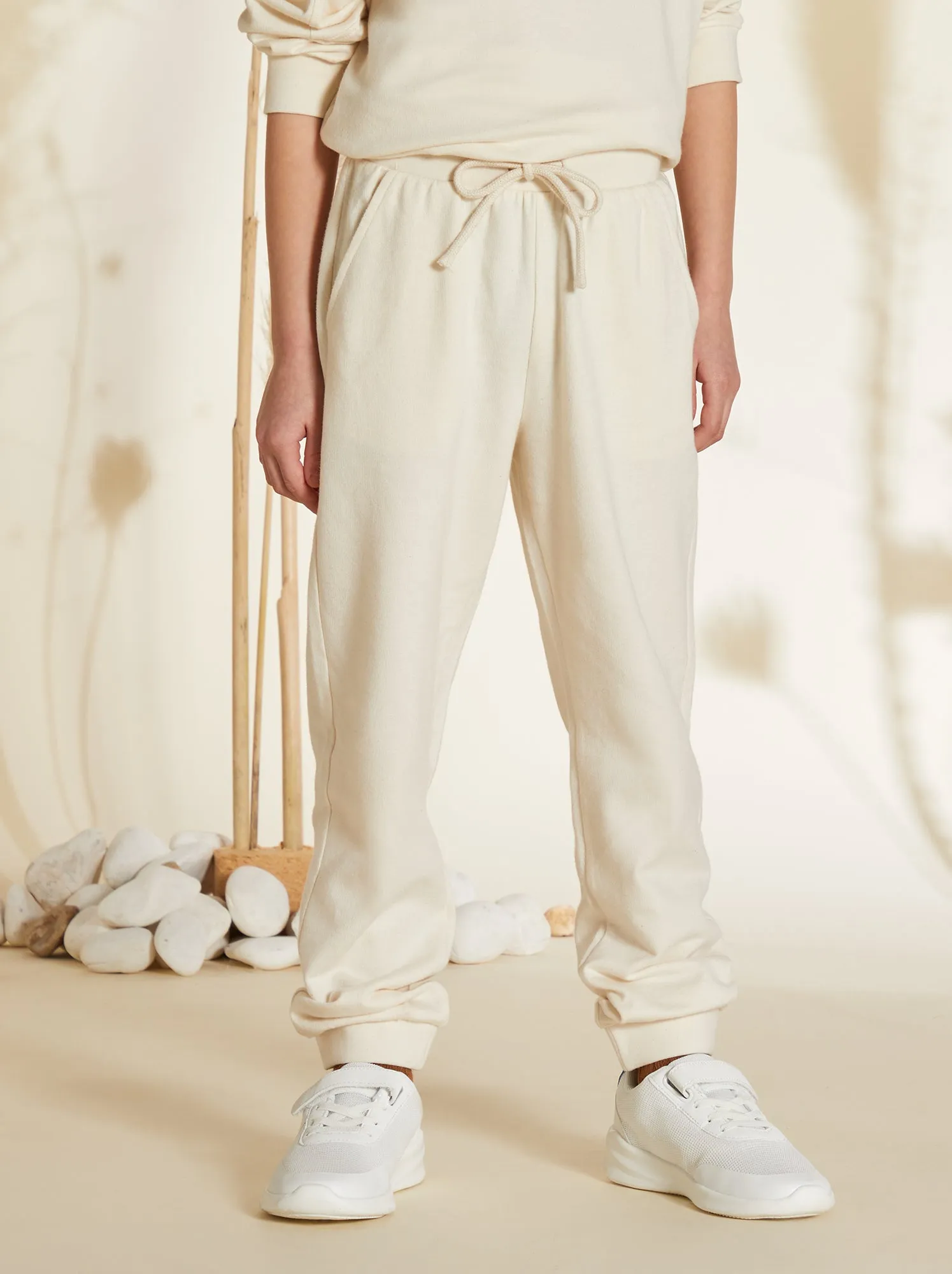 Joggers in tessuto felpato - BIANCO