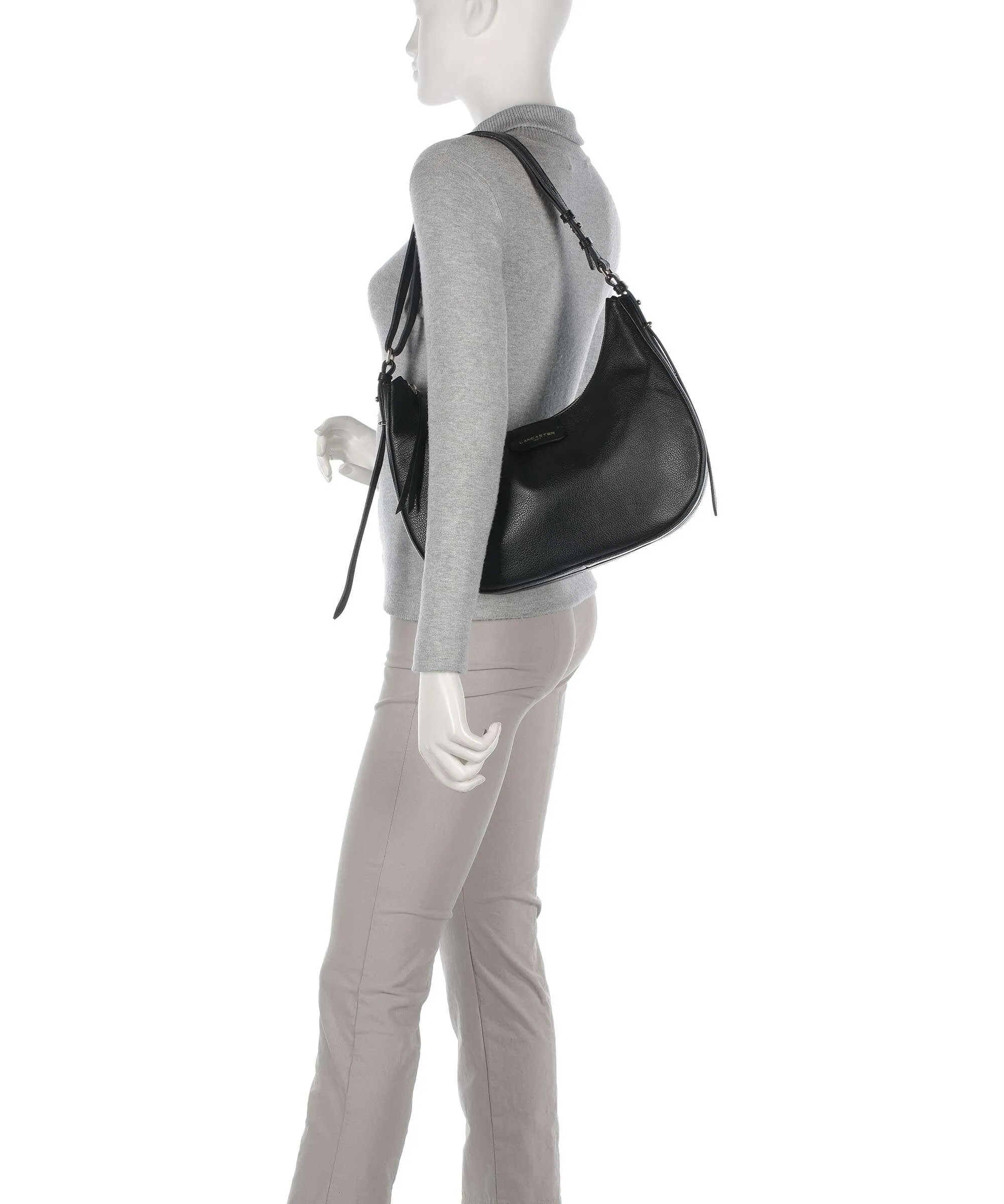  Lancaster Dune Borsa hobo pelle di vacchetta grana nero  