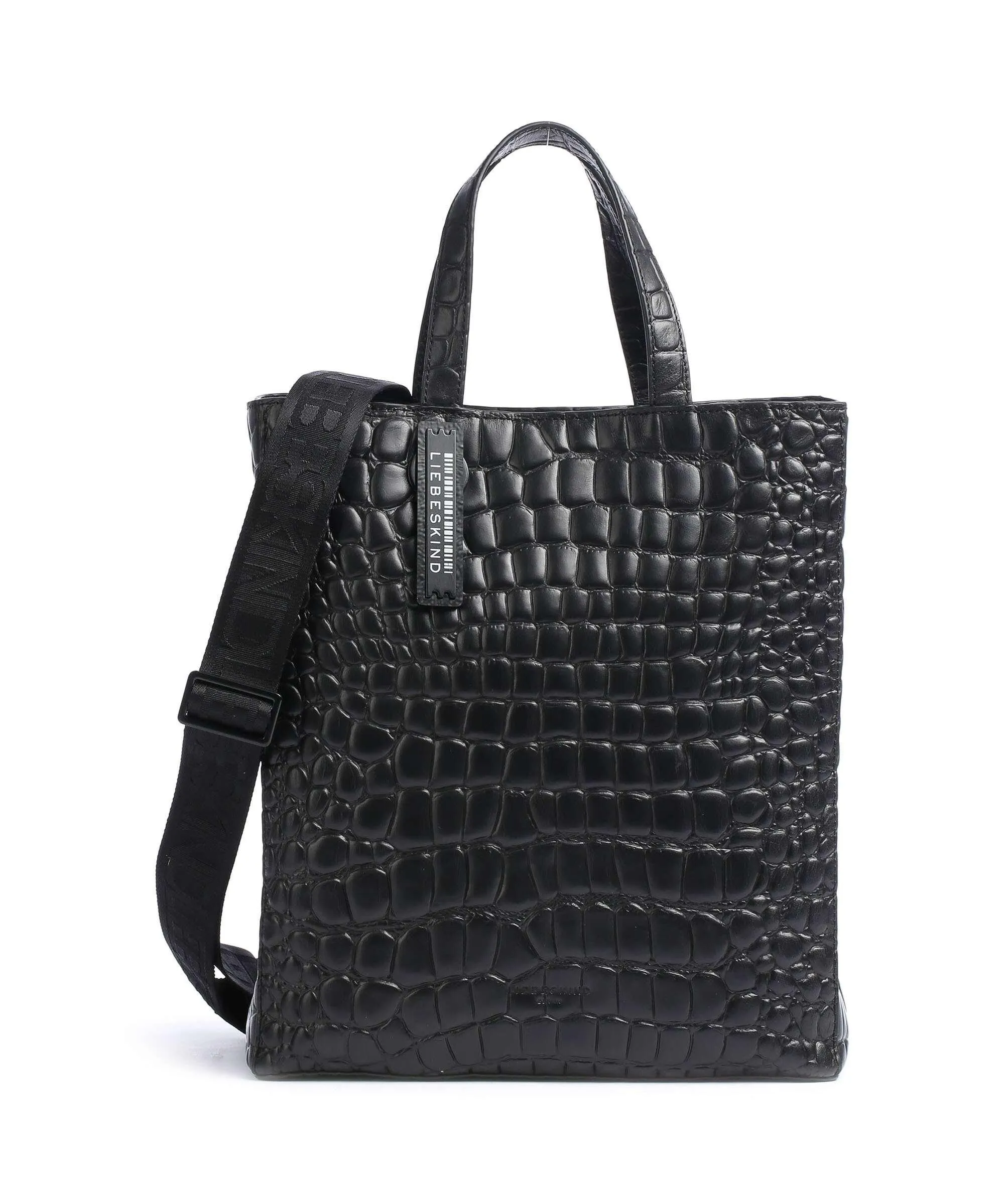  Liebeskind Paper Bag Croco Borsa a mano pelle nero  