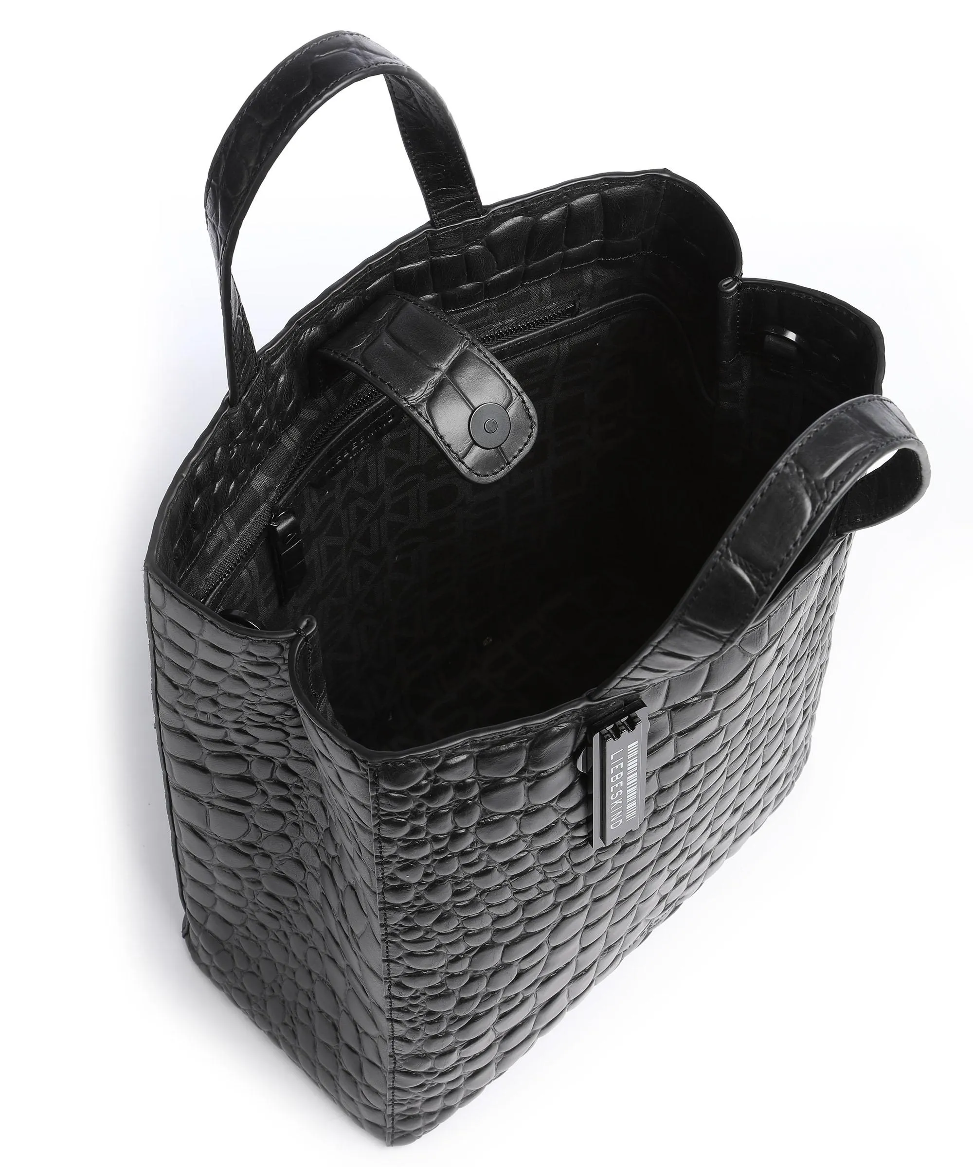  Liebeskind Paper Bag Croco Borsa a mano pelle nero  