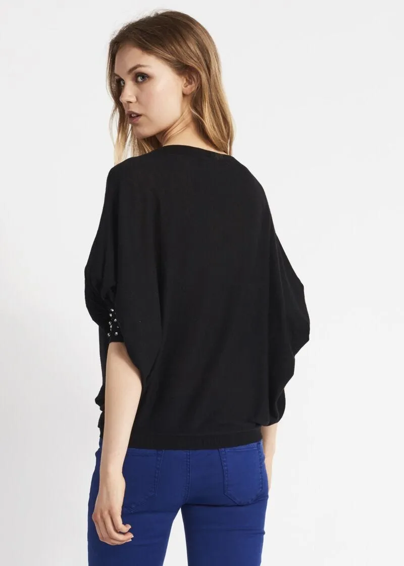Maglia a pipistrello con perline