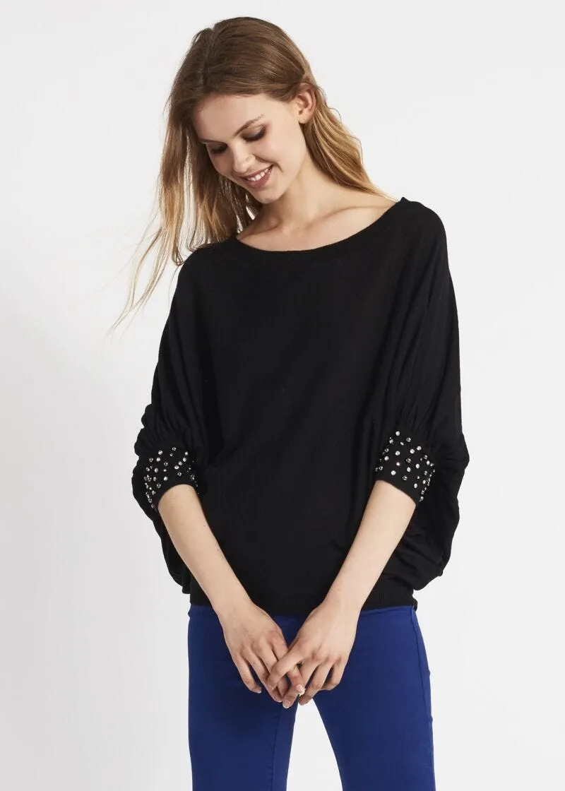 Maglia a pipistrello con perline