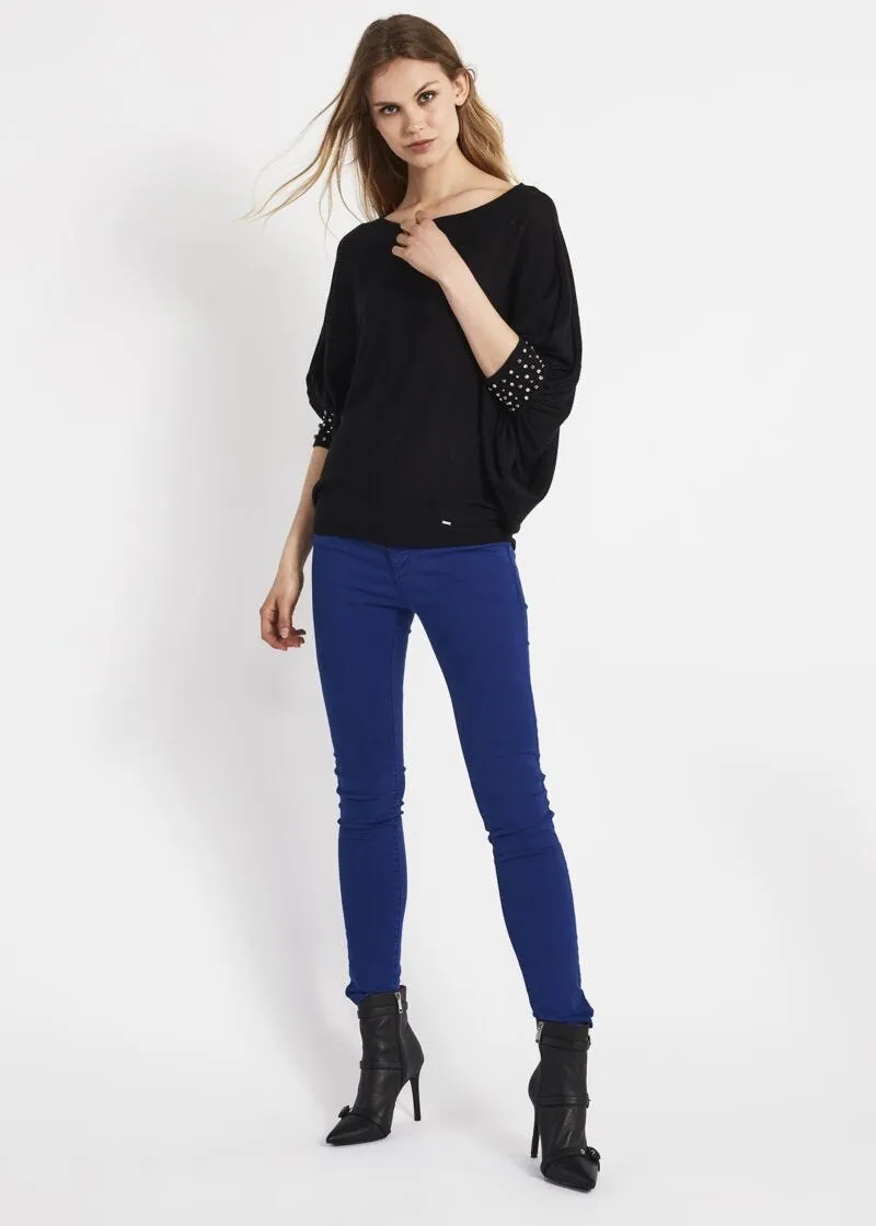 Maglia a pipistrello con perline