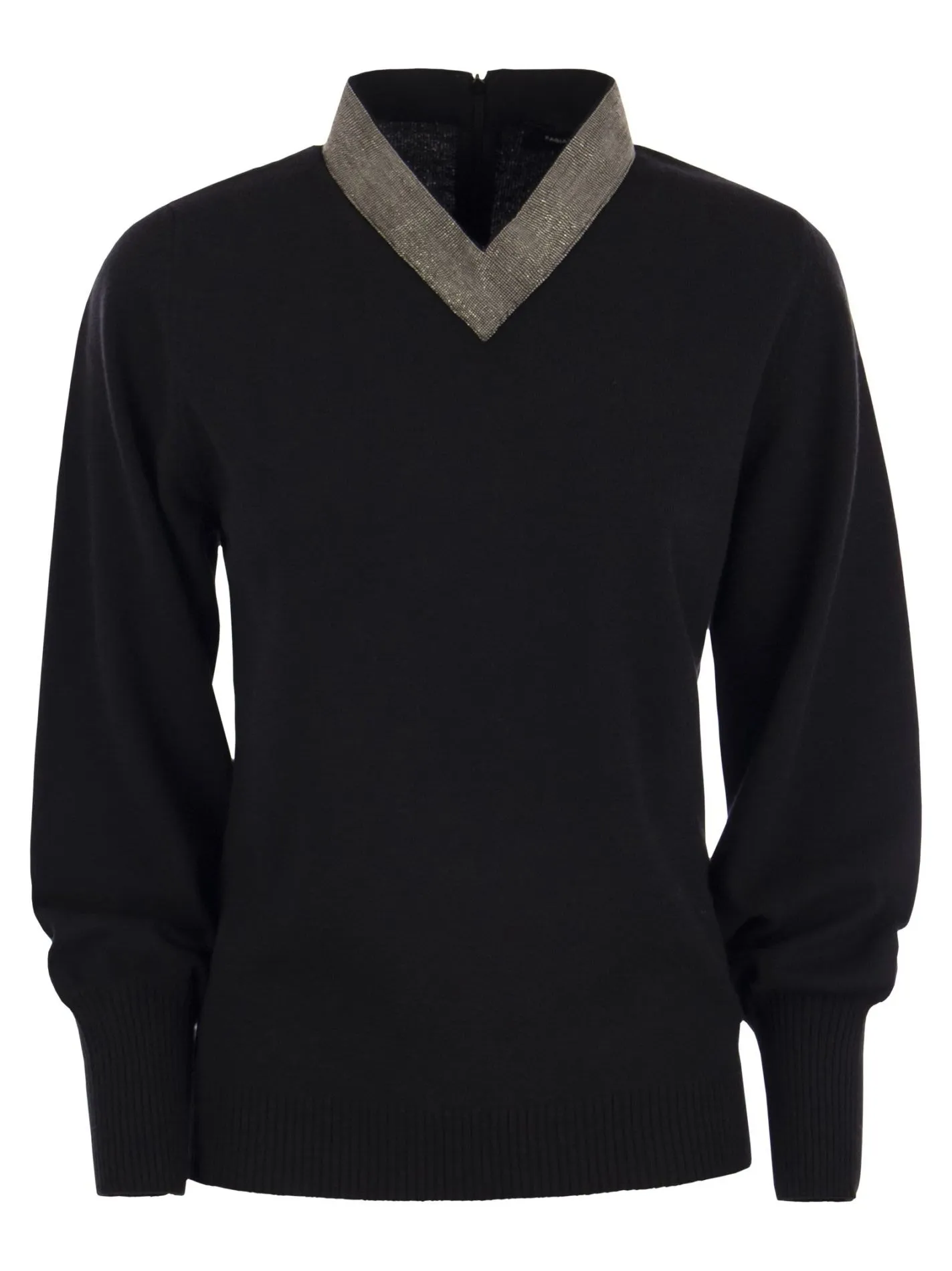 Maglia scollo a V con monile