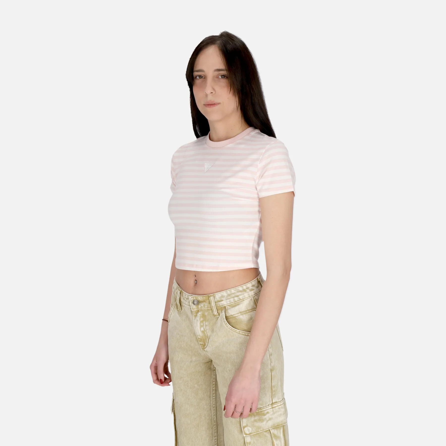 Maglietta Corta Donna W Go Core Striped Baby Tee Blush Cotton Multi