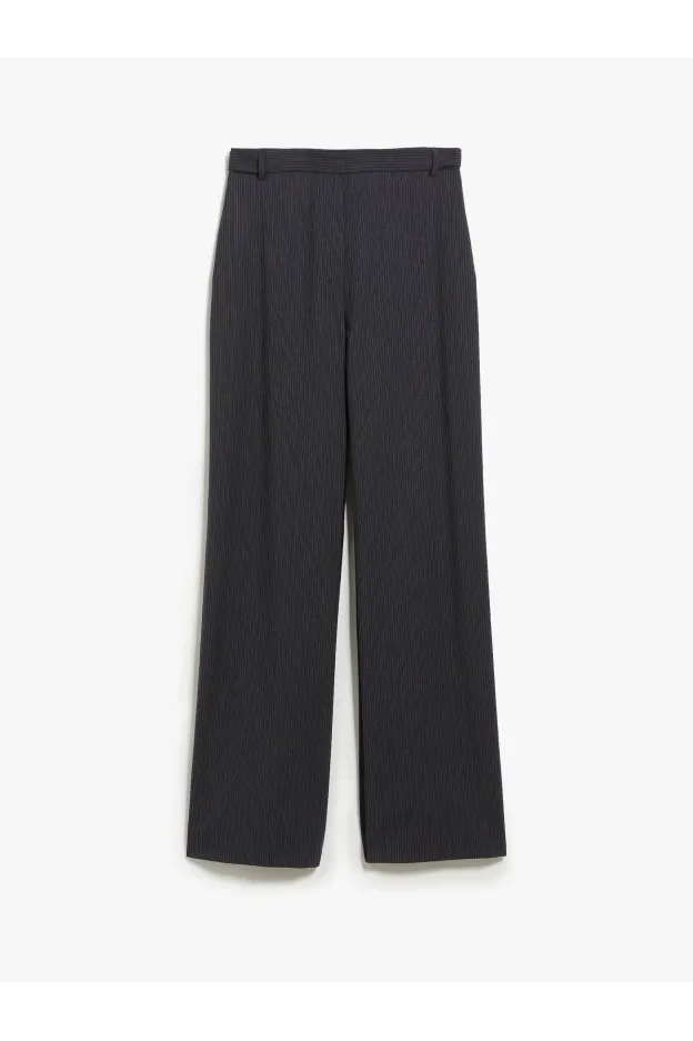 Max Mara Girante Pantalone Fluido In Gabardina Gessata