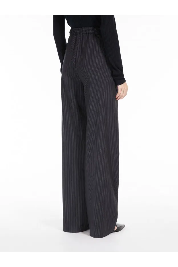 Max Mara Girante Pantalone Fluido In Gabardina Gessata