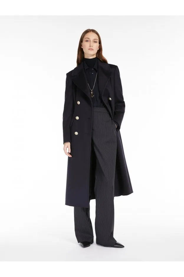 Max Mara Girante Pantalone Fluido In Gabardina Gessata