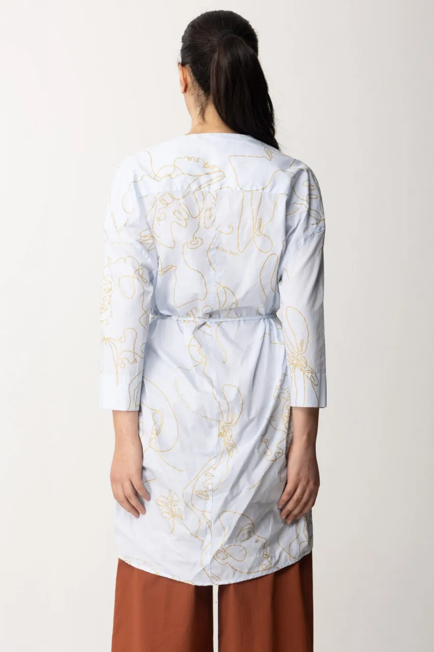 Maxi camicia a fantasia con cinturino GLASS-ORO