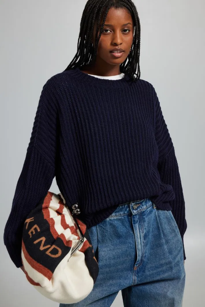 Maxi clutch in panno di lana