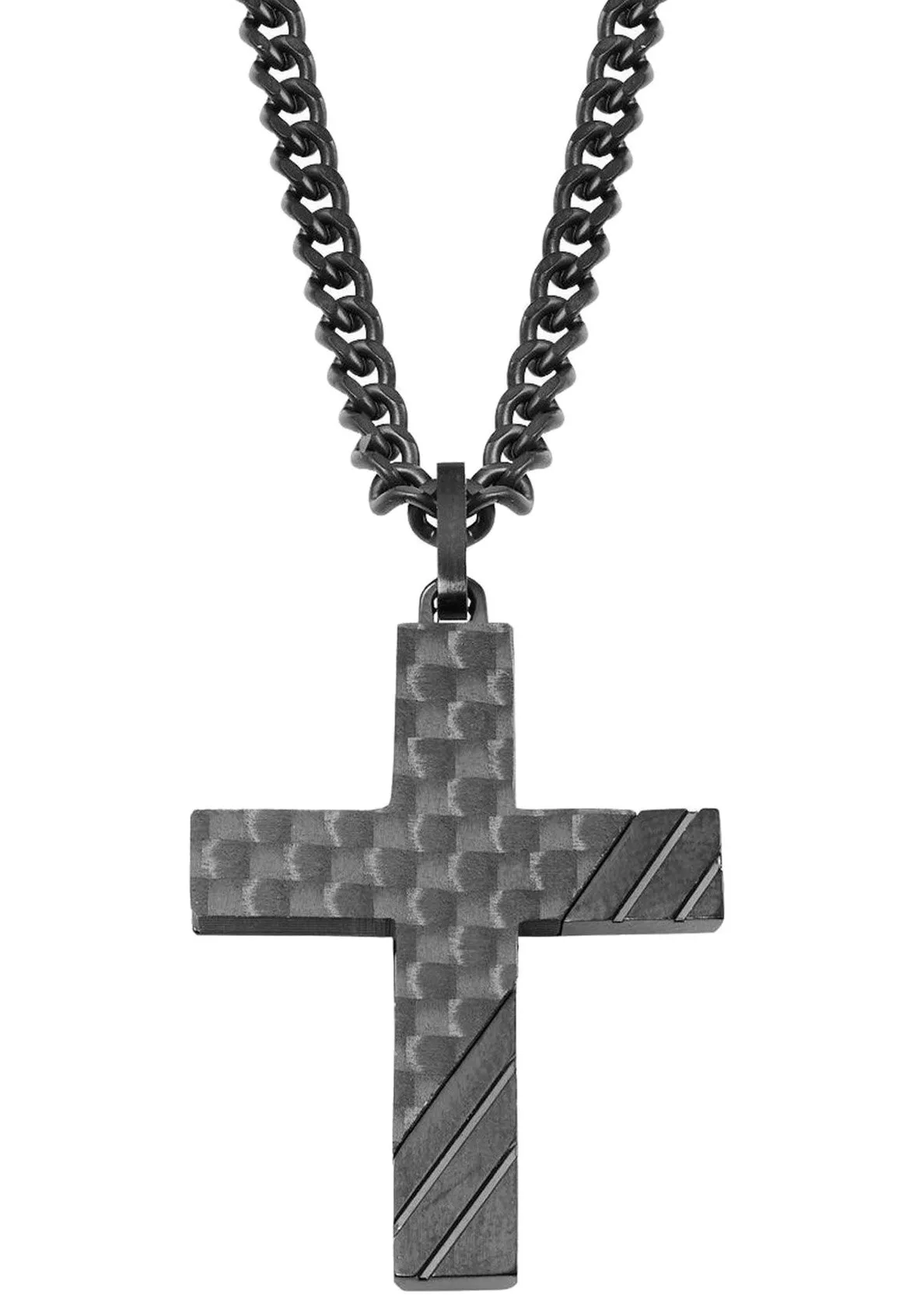 MIT ANHÄNGER FÜR HERREN  KREUZ, EDELSTAHL IP SCHW - Collana