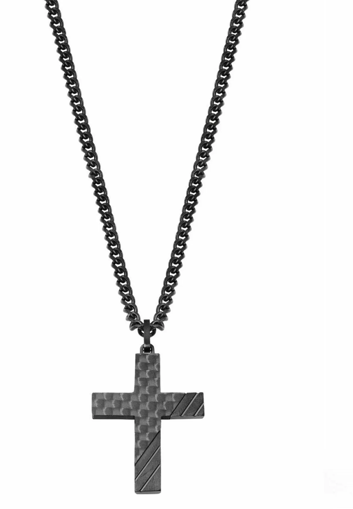 MIT ANHÄNGER FÜR HERREN  KREUZ, EDELSTAHL IP SCHW - Collana