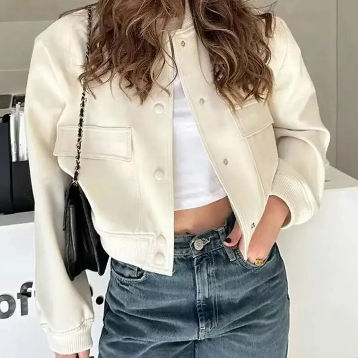 Moda vintage da donna con tasche Bomber Cappotti Manica lunga Bottone frontale Capispalla femminile casual Top chic
