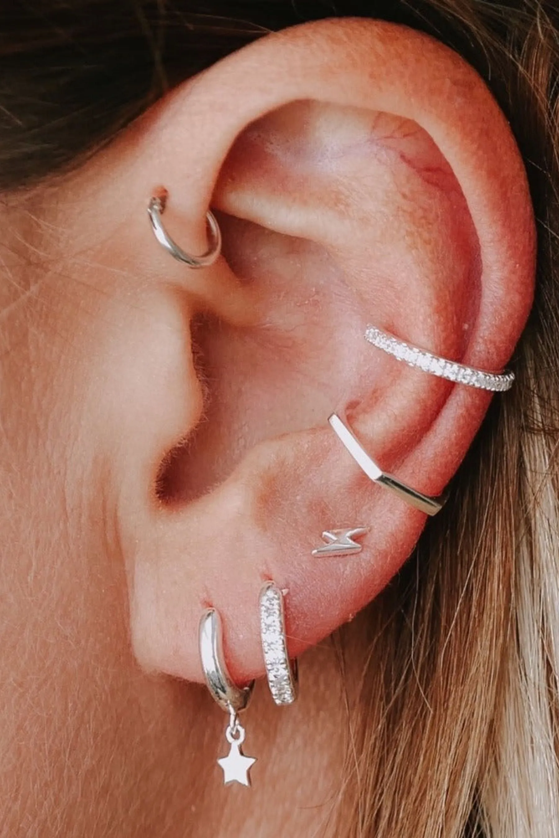 Orelia London Argento - Orecchini da festa con fulmini e stelle