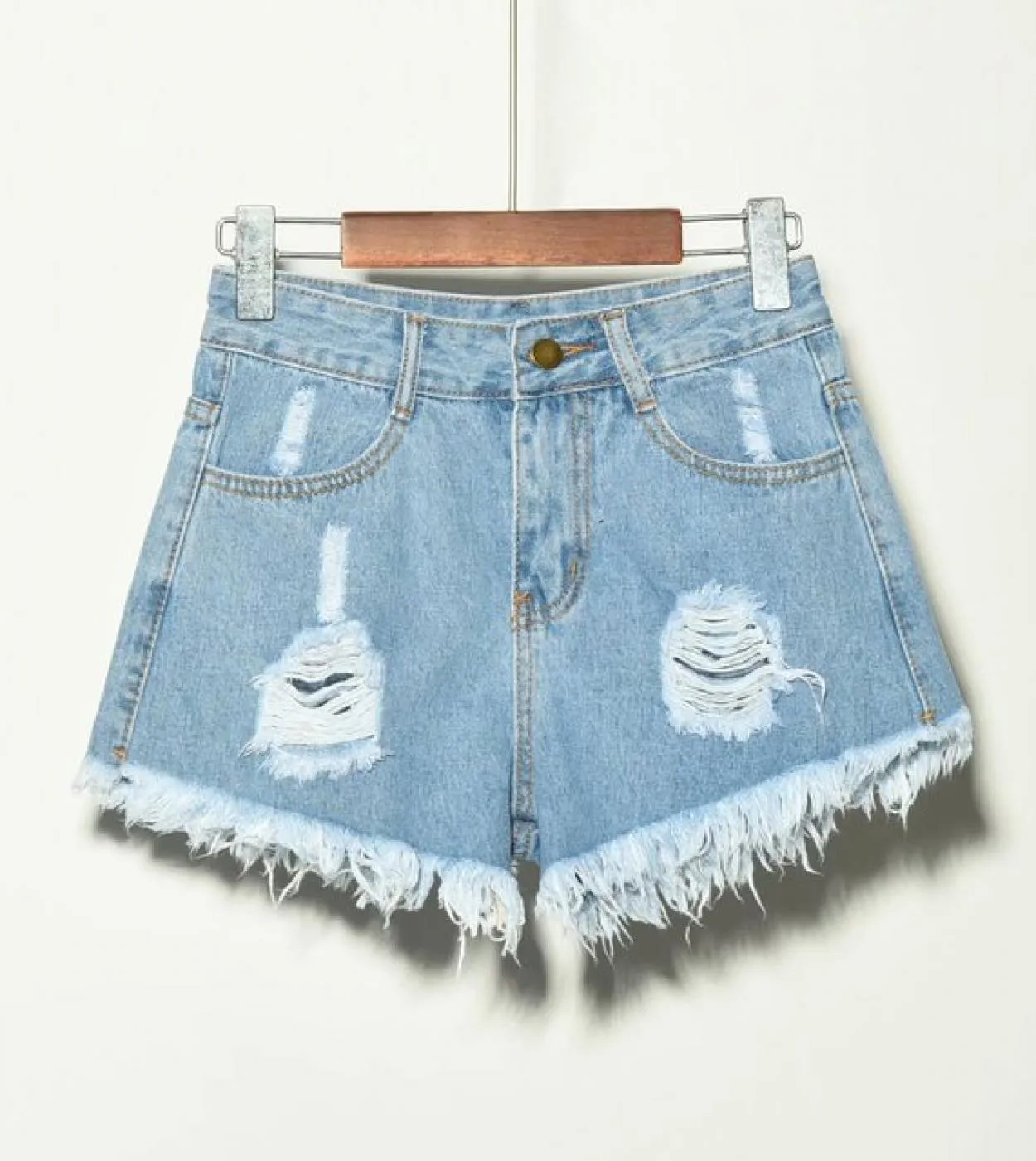 Pantaloncini larghi a vita alta Jeans da donna Estate Fori rotti di grandi dimensioni Mostrano pantaloni caldi a gamba larga con