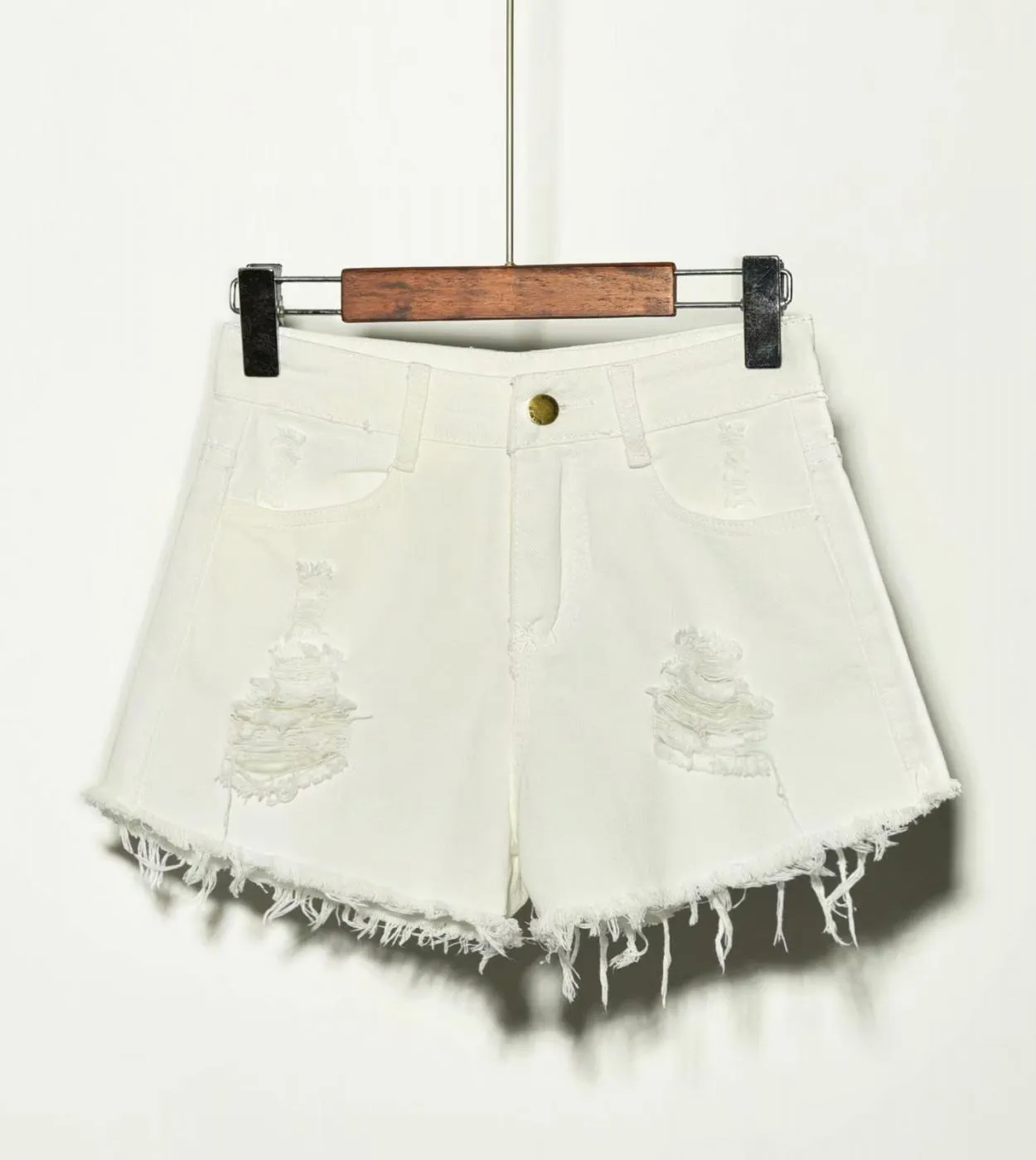 Pantaloncini larghi a vita alta Jeans da donna Estate Fori rotti di grandi dimensioni Mostrano pantaloni caldi a gamba larga con