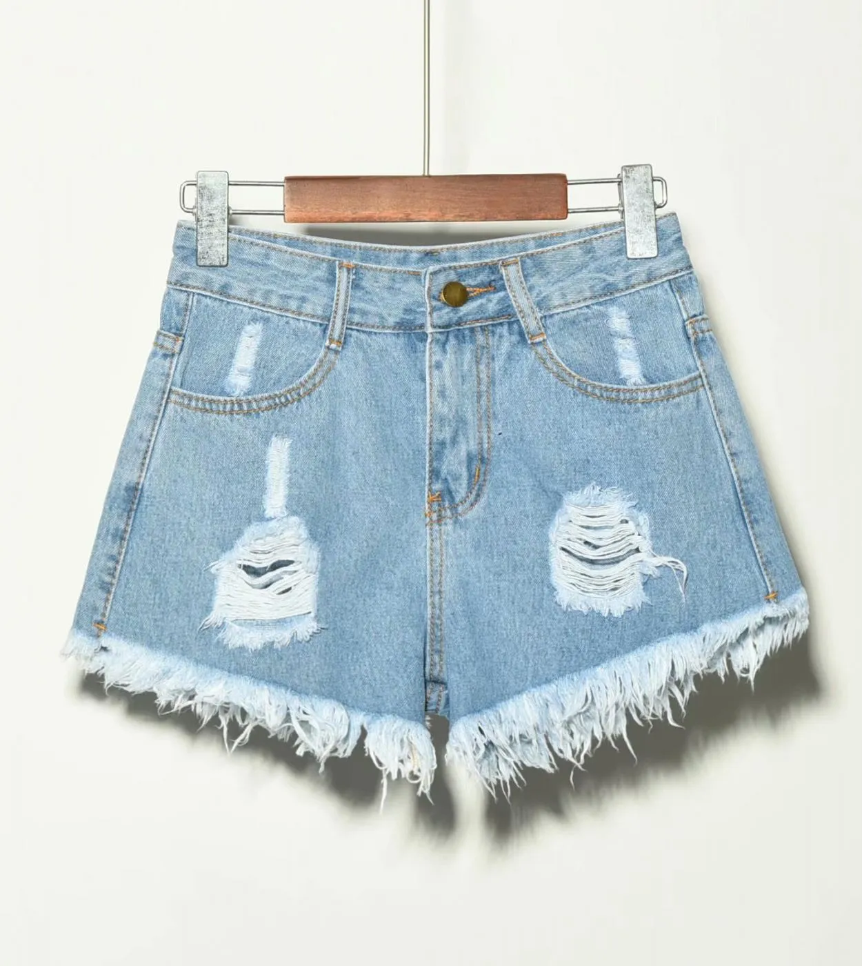 Pantaloncini larghi a vita alta Jeans da donna Estate Fori rotti di grandi dimensioni Mostrano pantaloni caldi a gamba larga con
