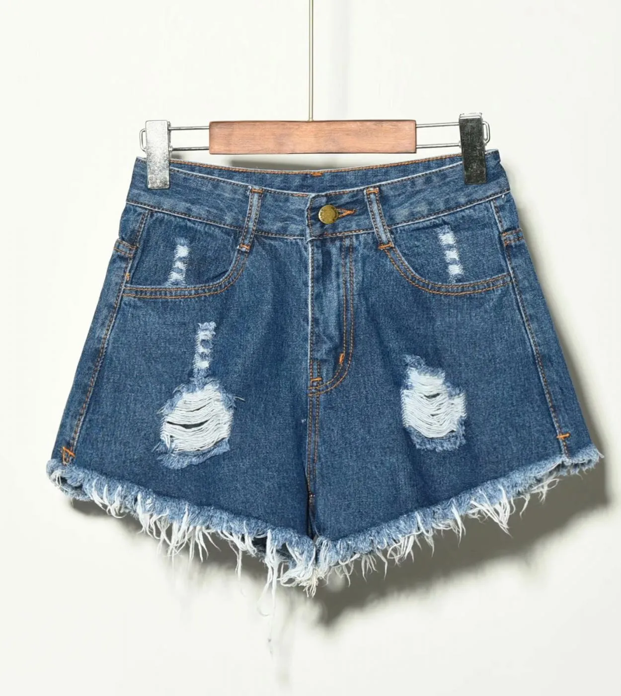 Pantaloncini larghi a vita alta Jeans da donna Estate Fori rotti di grandi dimensioni Mostrano pantaloni caldi a gamba larga con