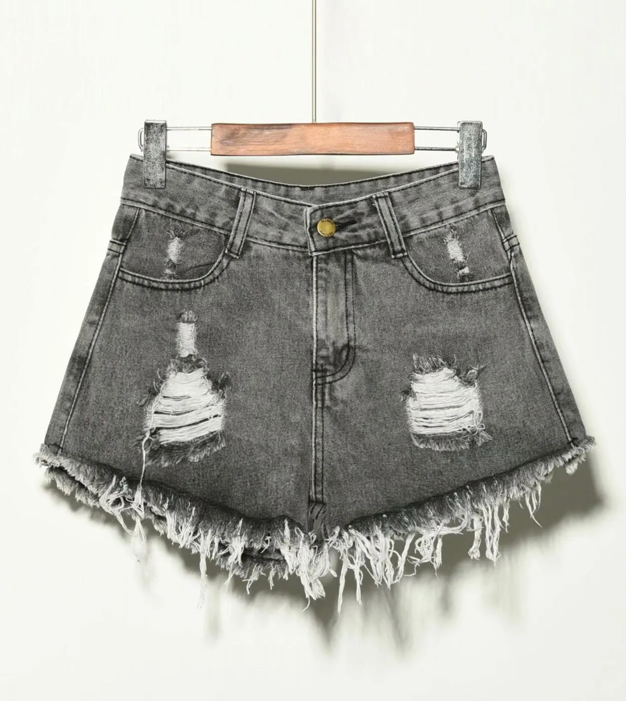 Pantaloncini larghi a vita alta Jeans da donna Estate Fori rotti di grandi dimensioni Mostrano pantaloni caldi a gamba larga con
