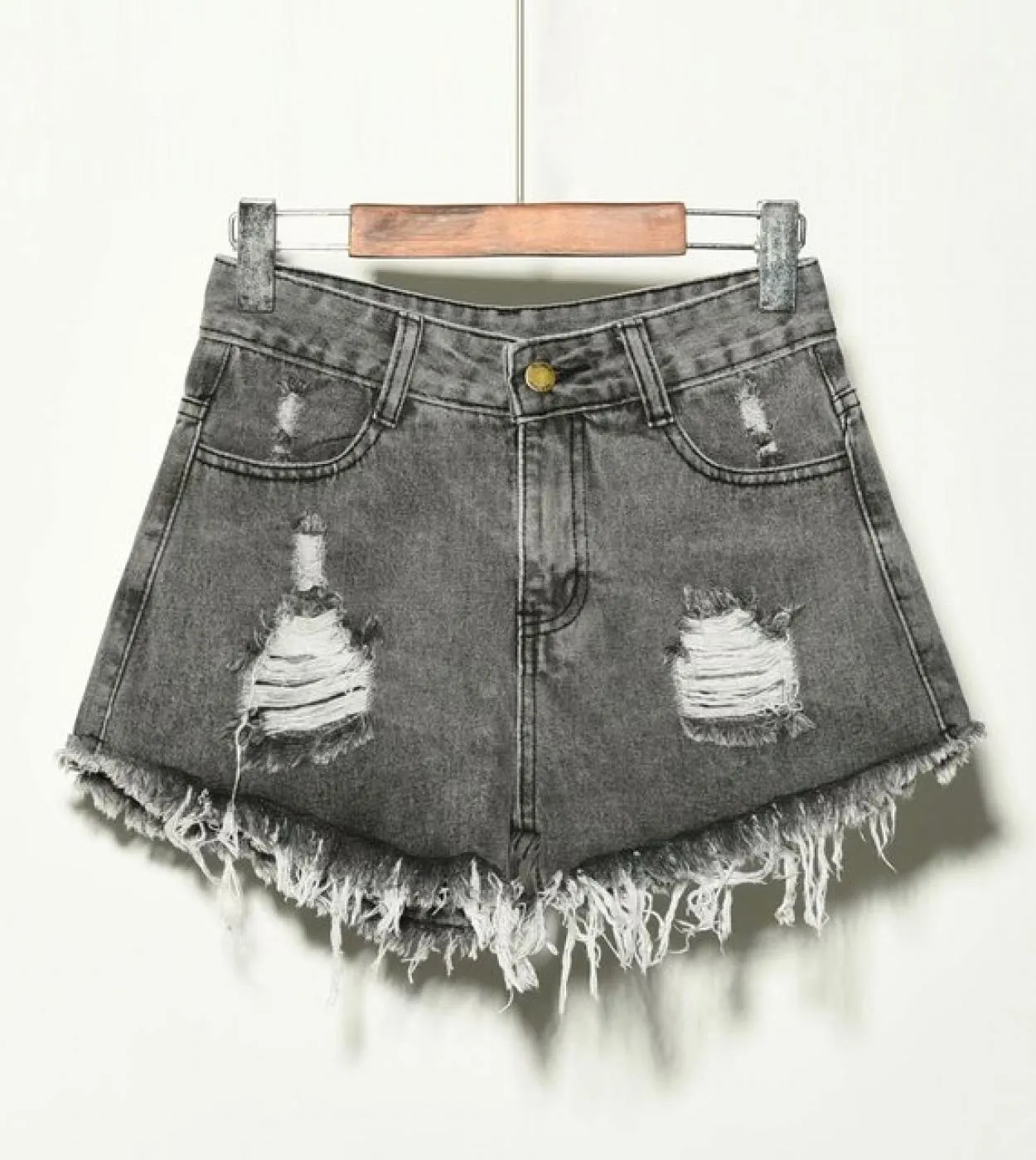 Pantaloncini larghi a vita alta Jeans da donna Estate Fori rotti di grandi dimensioni Mostrano pantaloni caldi a gamba larga con