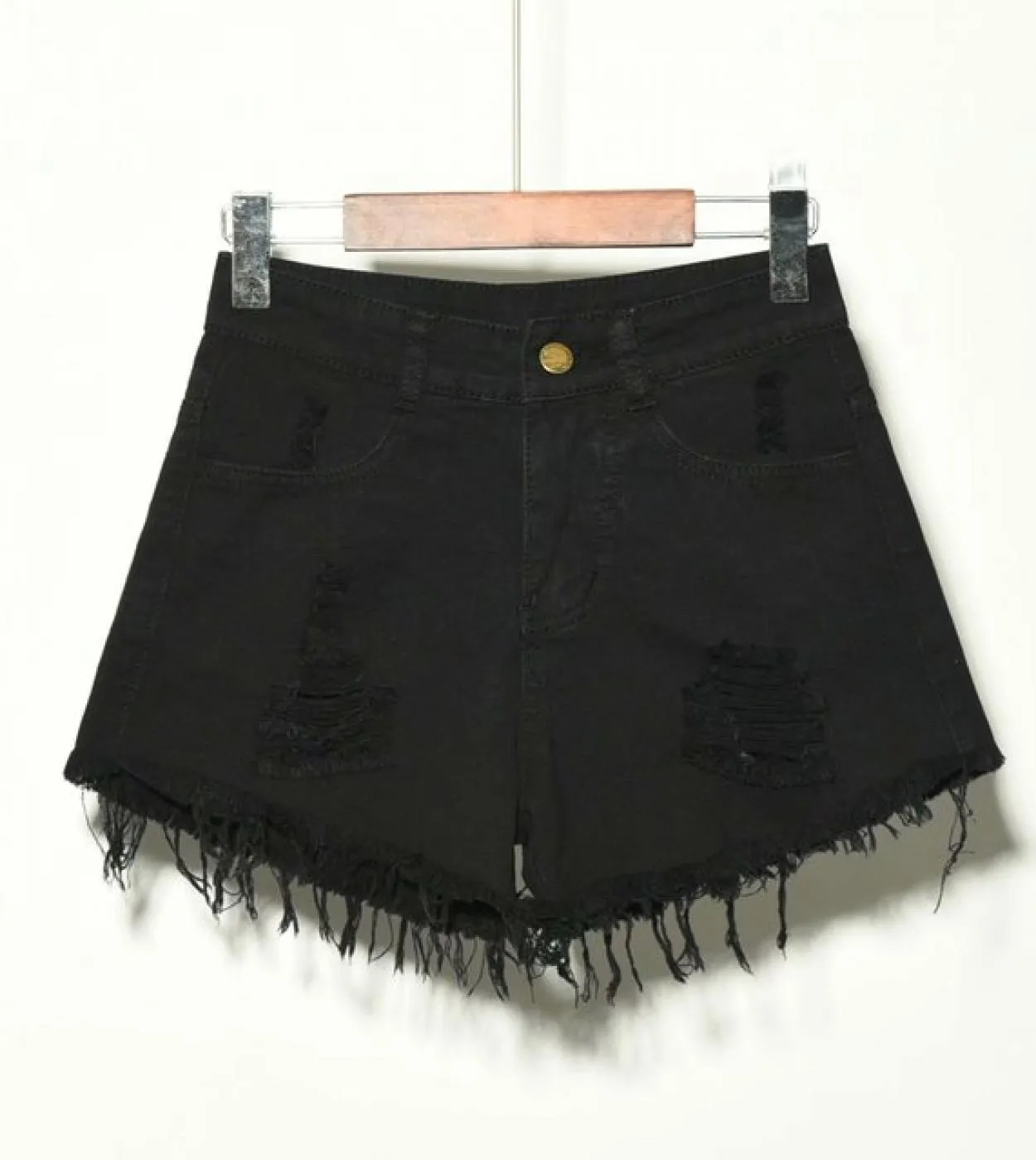 Pantaloncini larghi a vita alta Jeans da donna Estate Fori rotti di grandi dimensioni Mostrano pantaloni caldi a gamba larga con