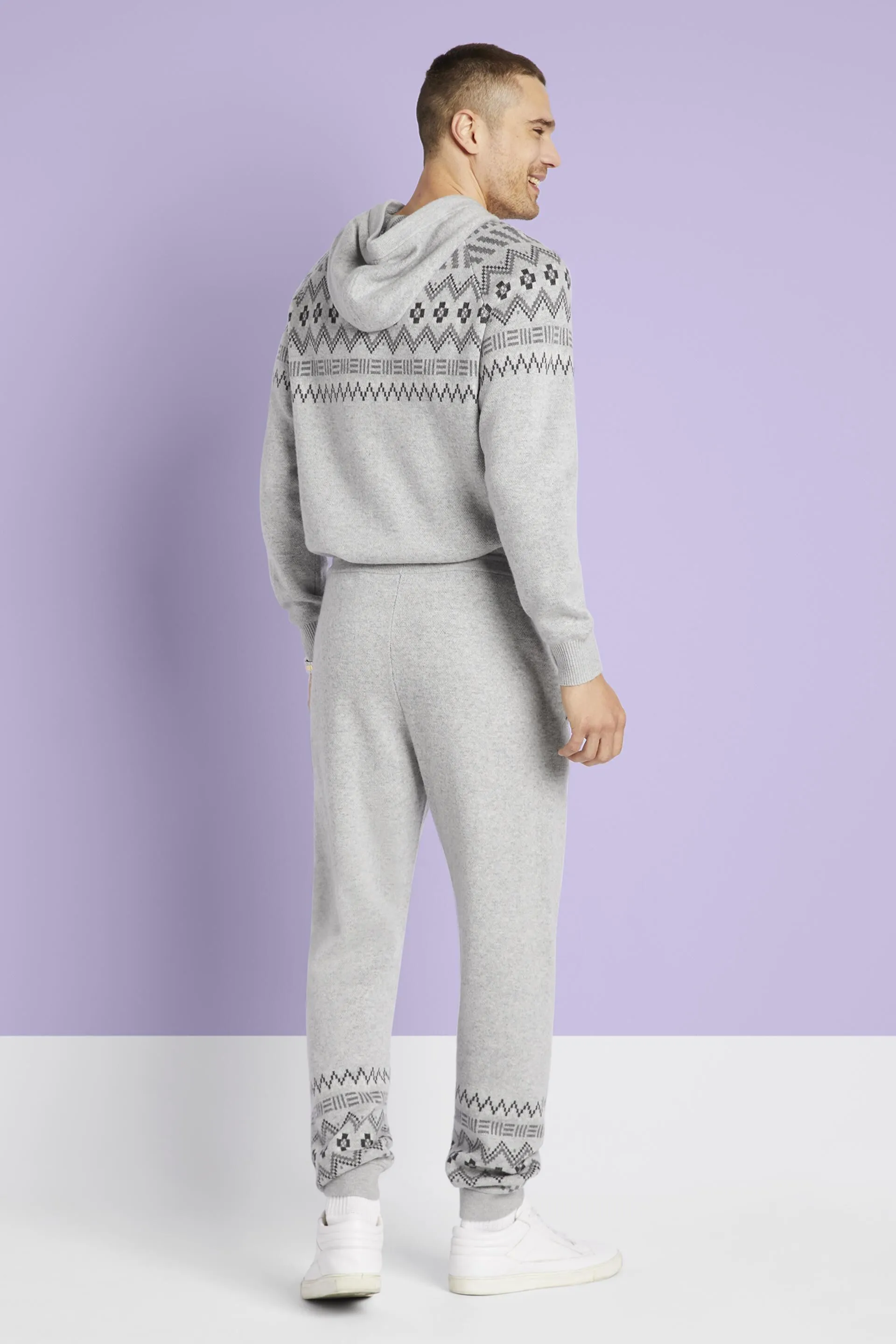 Pantaloni da tuta con motivo norvegese in cashmere e lana