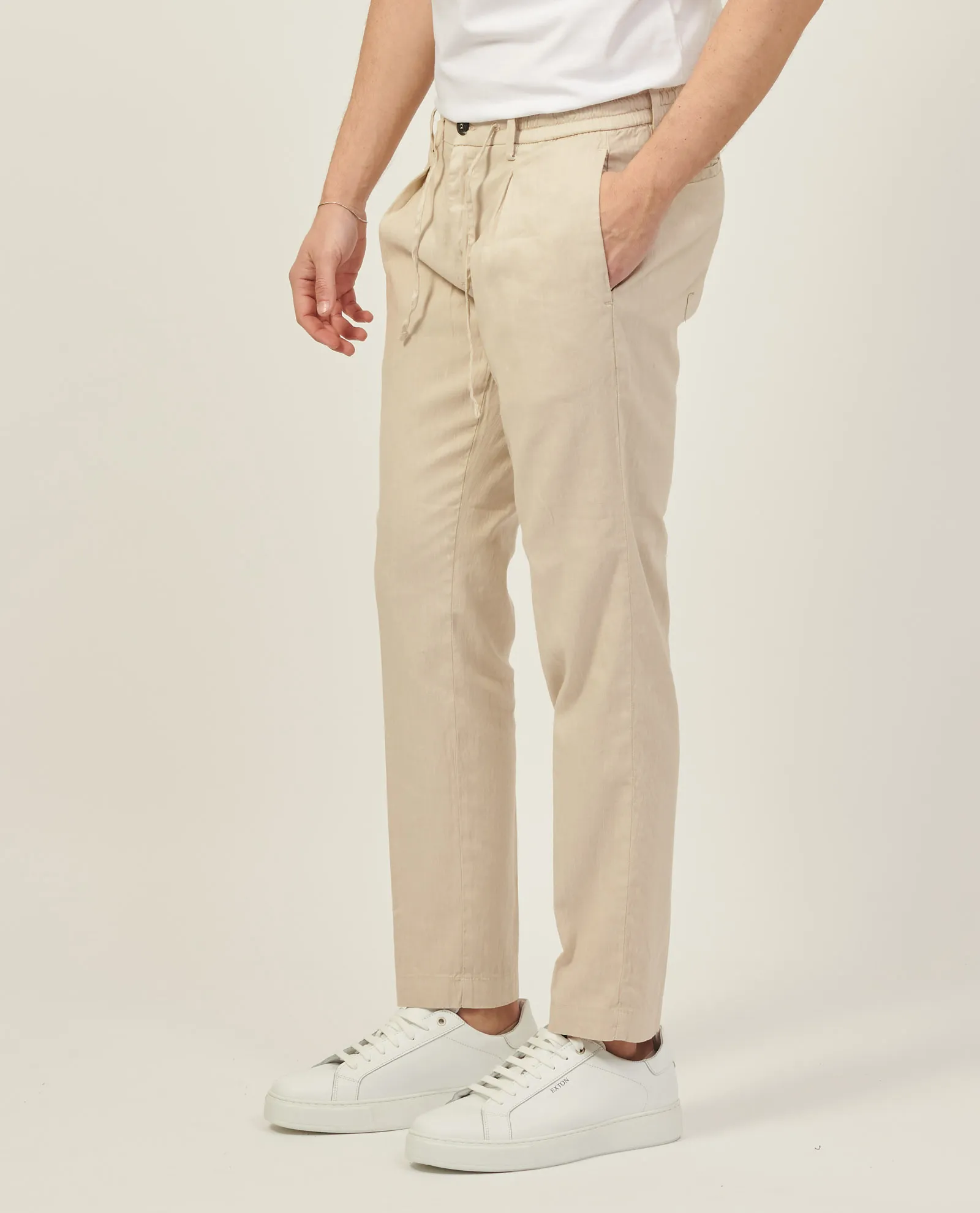 Pantaloni SetteMezzo in lino con coulisse e pinces