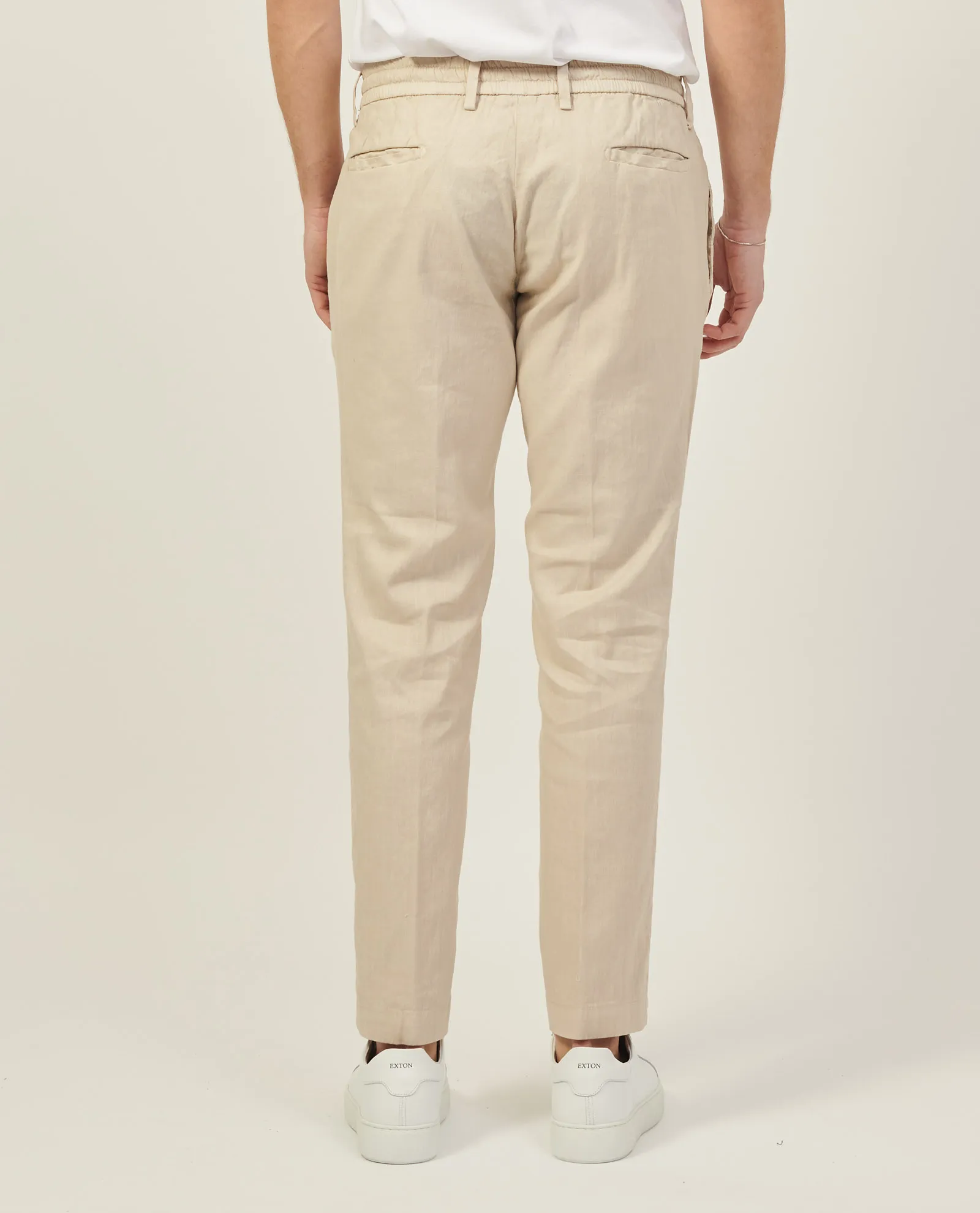 Pantaloni SetteMezzo in lino con coulisse e pinces